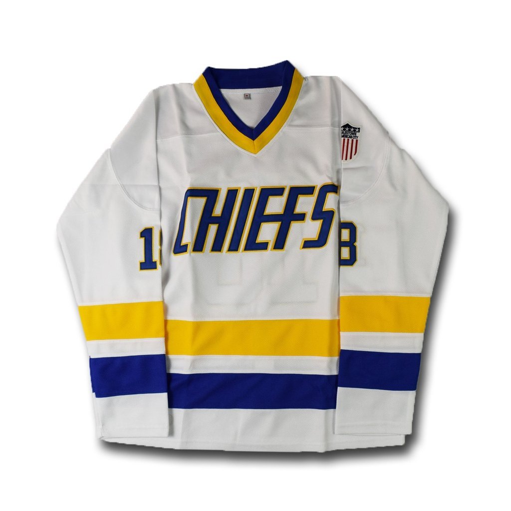 MESOSPERO Hanson Brothers Jersey, Charlestown Chiefs 16,17,18 Slap Shot Ice Hockey Movie Jersey (18 Blue, Medium)