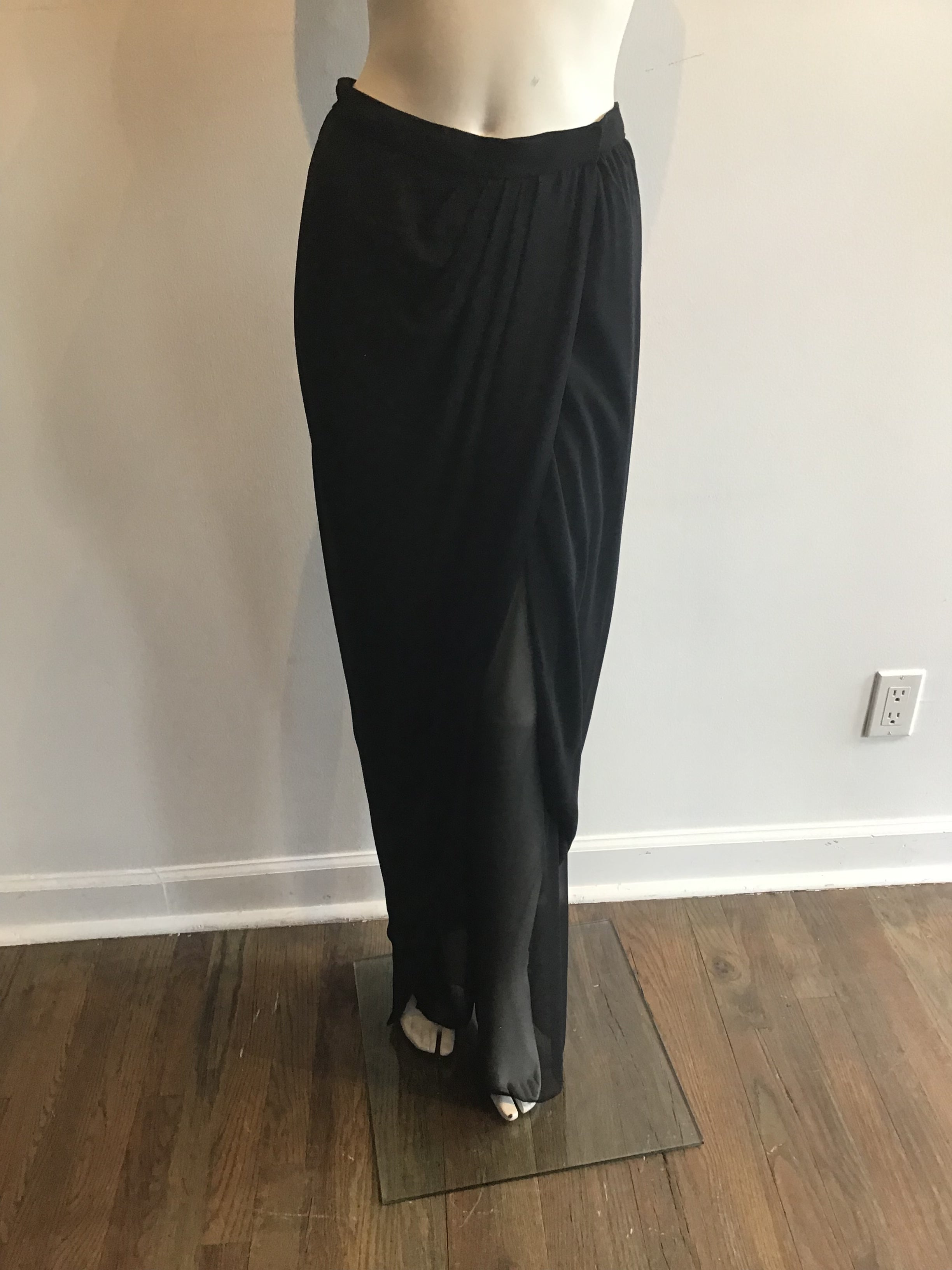 1980's Mary McFadden Black Chiffon Trouser size 8