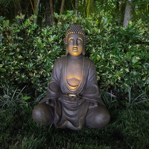 32" Buddha Solar Sitting Statue