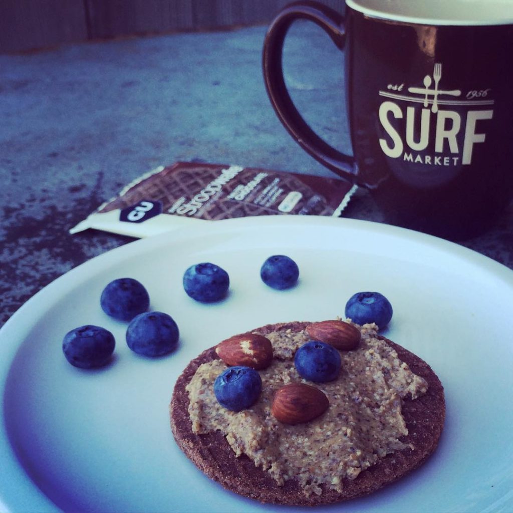 GU stroopwafel with nut butter and berries