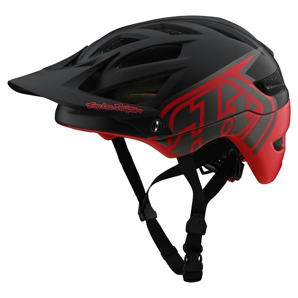 black and red mtb helmet