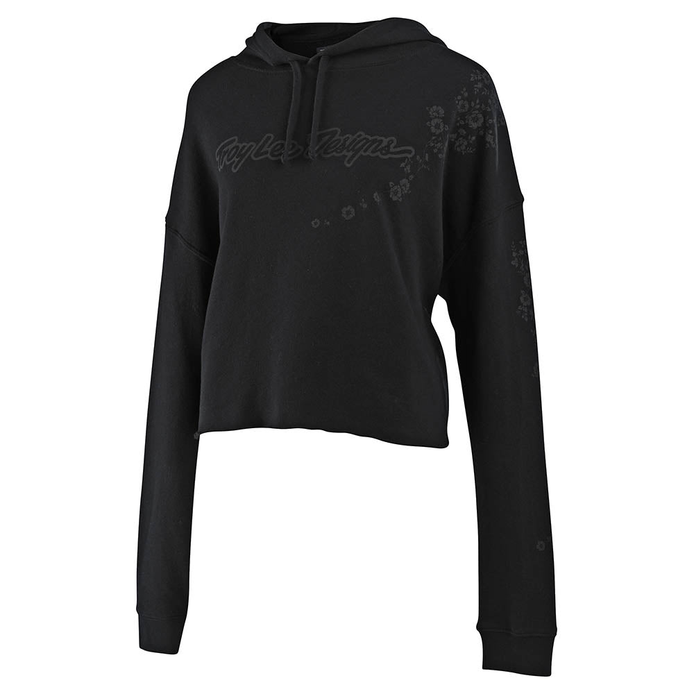 Wmns Pullover Hoodie Signature Floral Crop Black