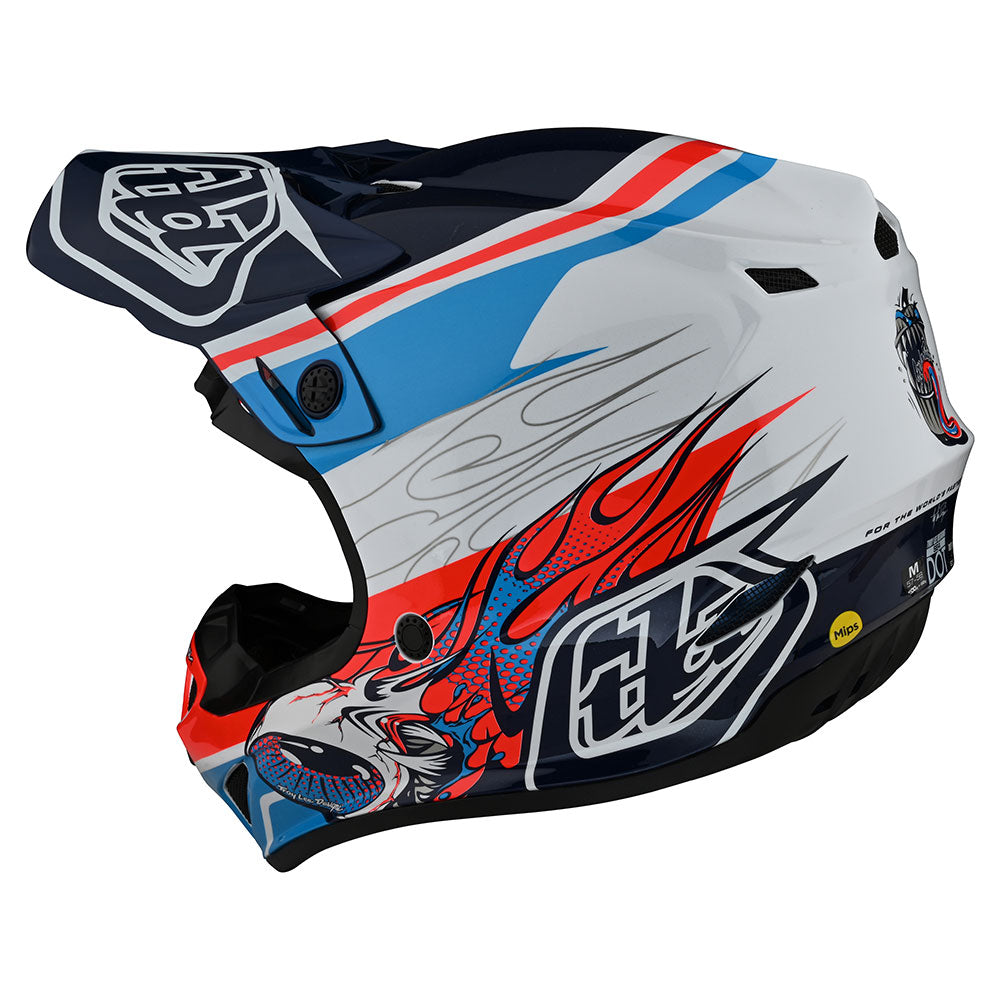  Troy Lee Designs SE4 Composite Helmet, Adult Offroad Motocross  Motorcycle Dirt Bike ATV Powersports Dual Sport Racing Full Face,  Lightweight Ventilated Men Women, White/Blue, Small : Automotive