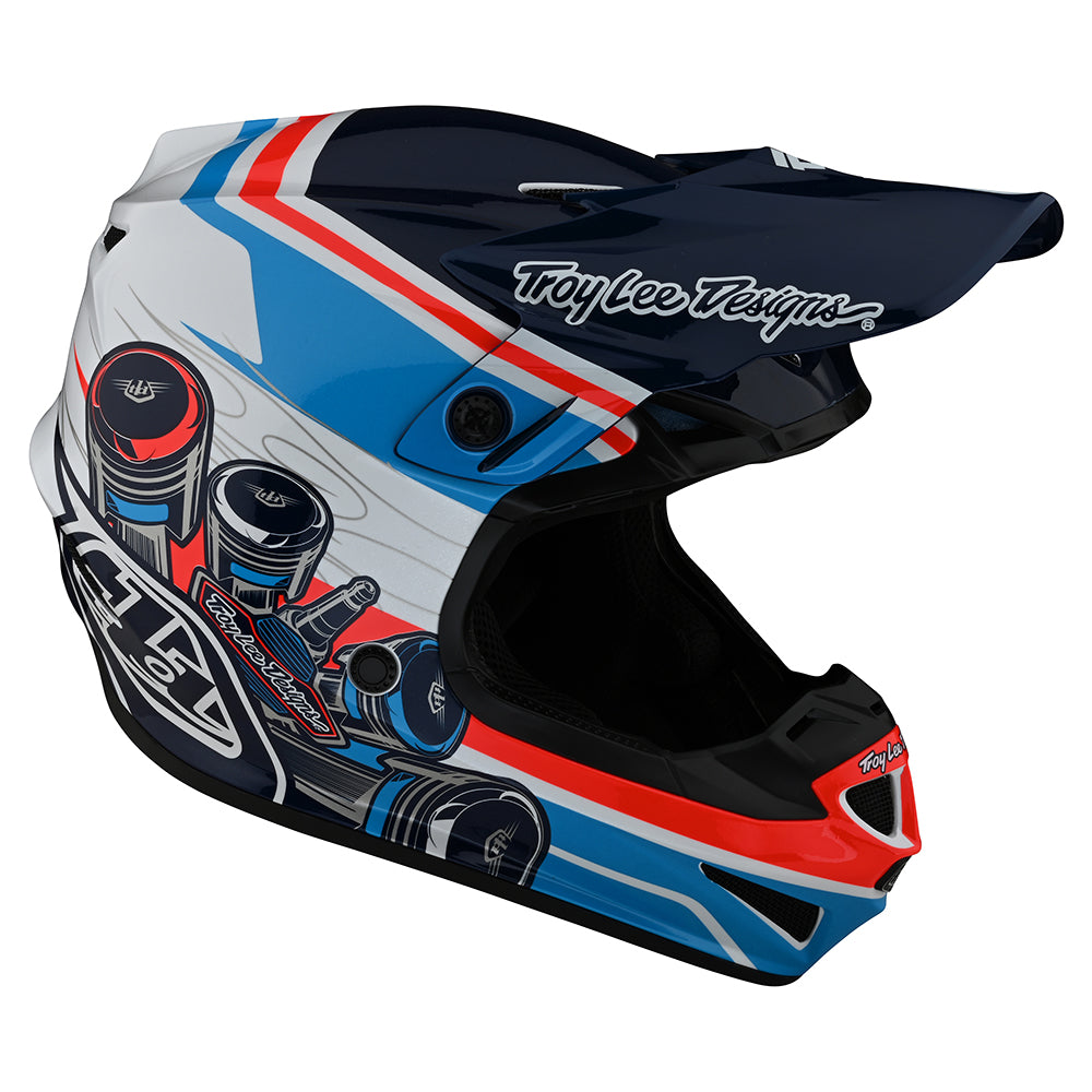  Troy Lee Designs SE4 Composite Helmet, Adult Offroad Motocross  Motorcycle Dirt Bike ATV Powersports Dual Sport Racing Full Face,  Lightweight Ventilated Men Women, White/Blue, Small : Automotive