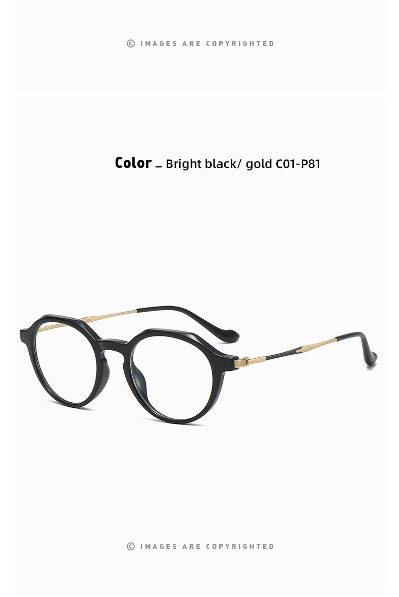 Anti-blue light glasses for men and women with fashion flat mirror round frame retro myopia glasses frame
