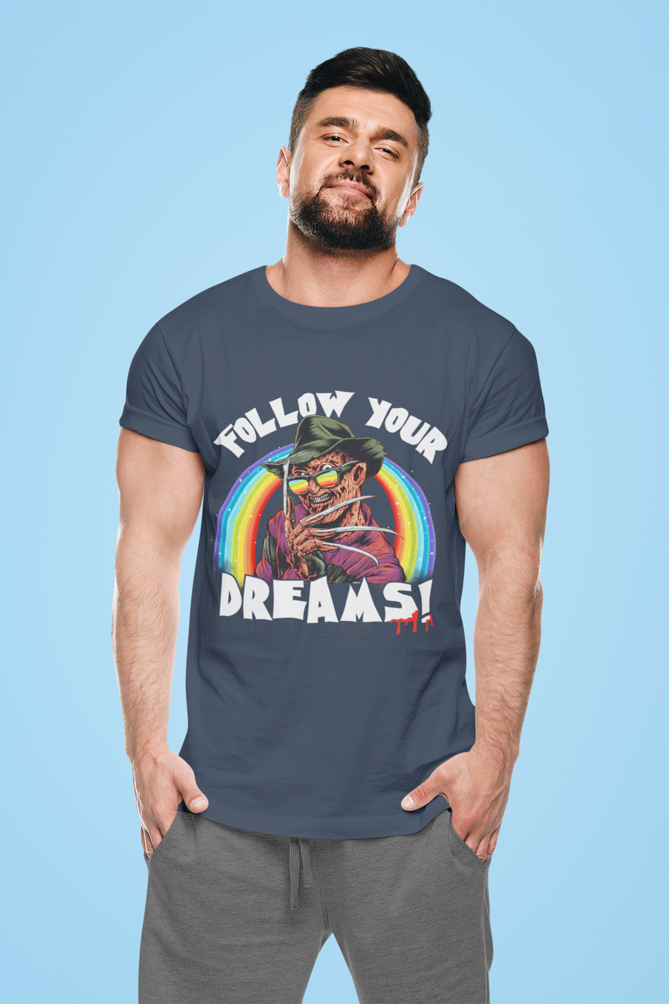 Nightmare On Elm Street T Shirt, Follow Your Dreams Tshirt, Freddy Krueger T Shirt, Halloween Gifts