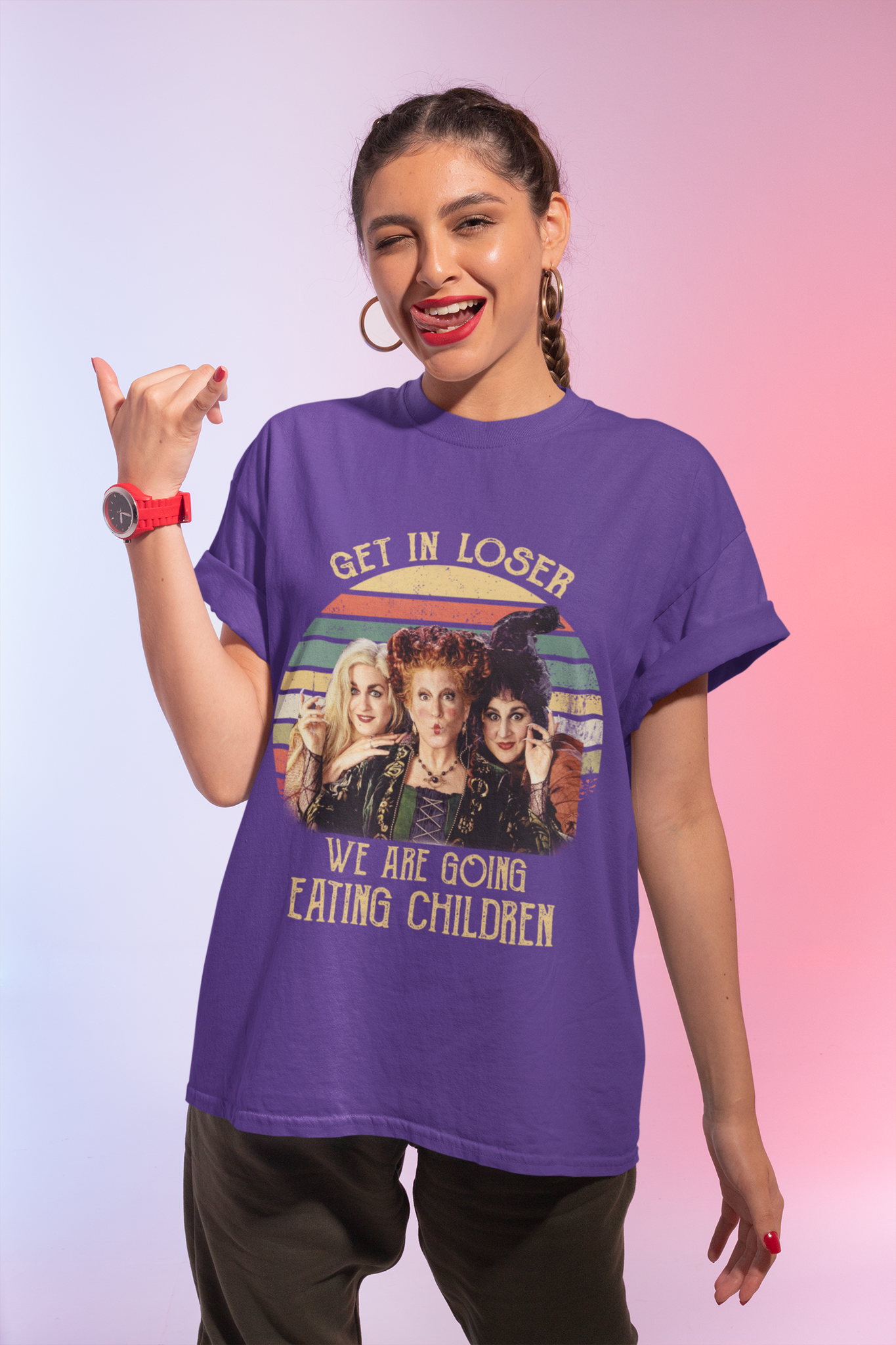 Hocus Pocus Vintage T Shirt, Winifred Sarah Mary Tshirt, Get In Loser We Are Going Eating Children Shirt, Halloween Gifts