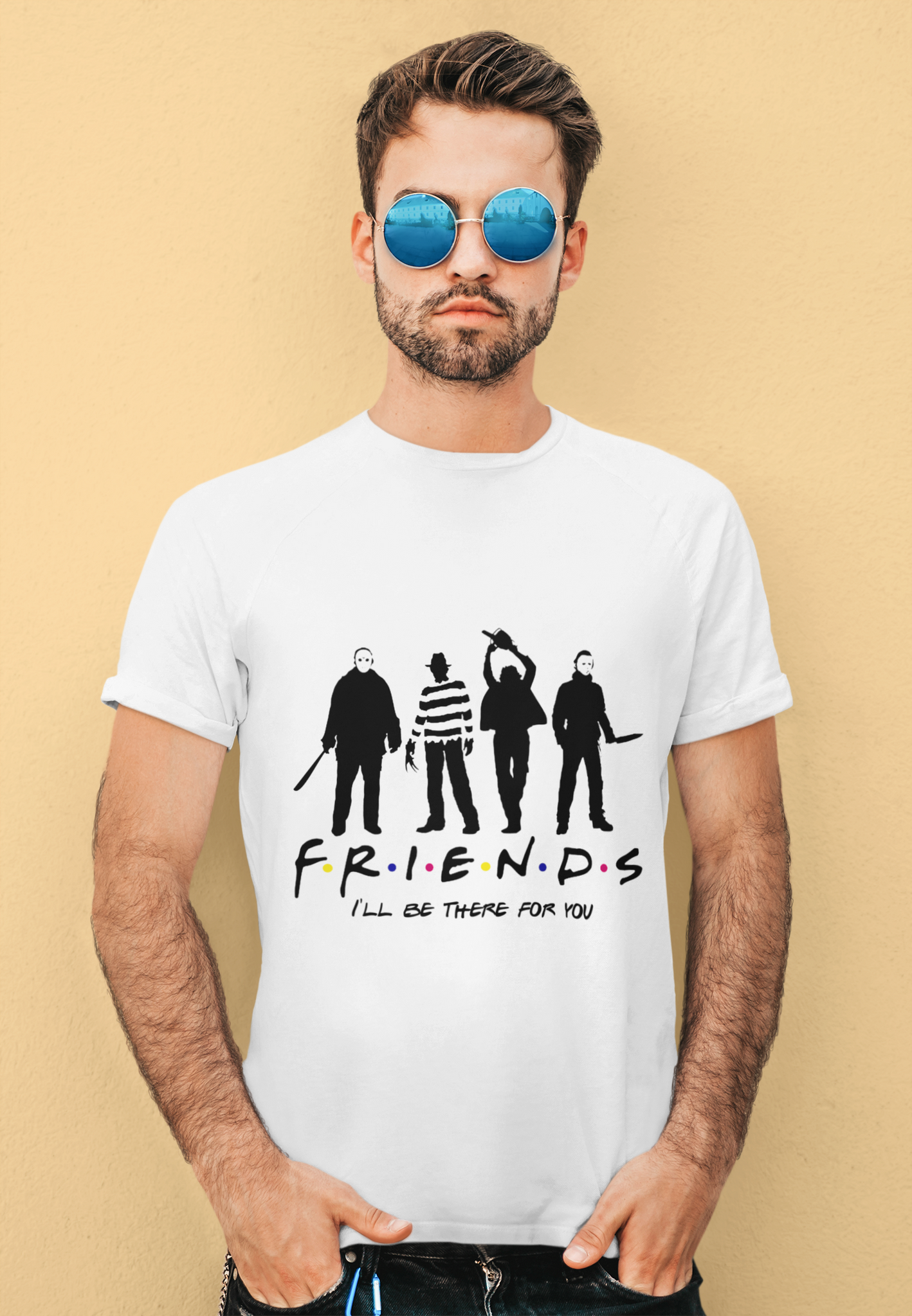 Horror Movie Characters T Shirt, Friends Ill Be There For You Tshirt, Voorhees Krueger Leatherface Myers T Shirt, Halloween Gifts