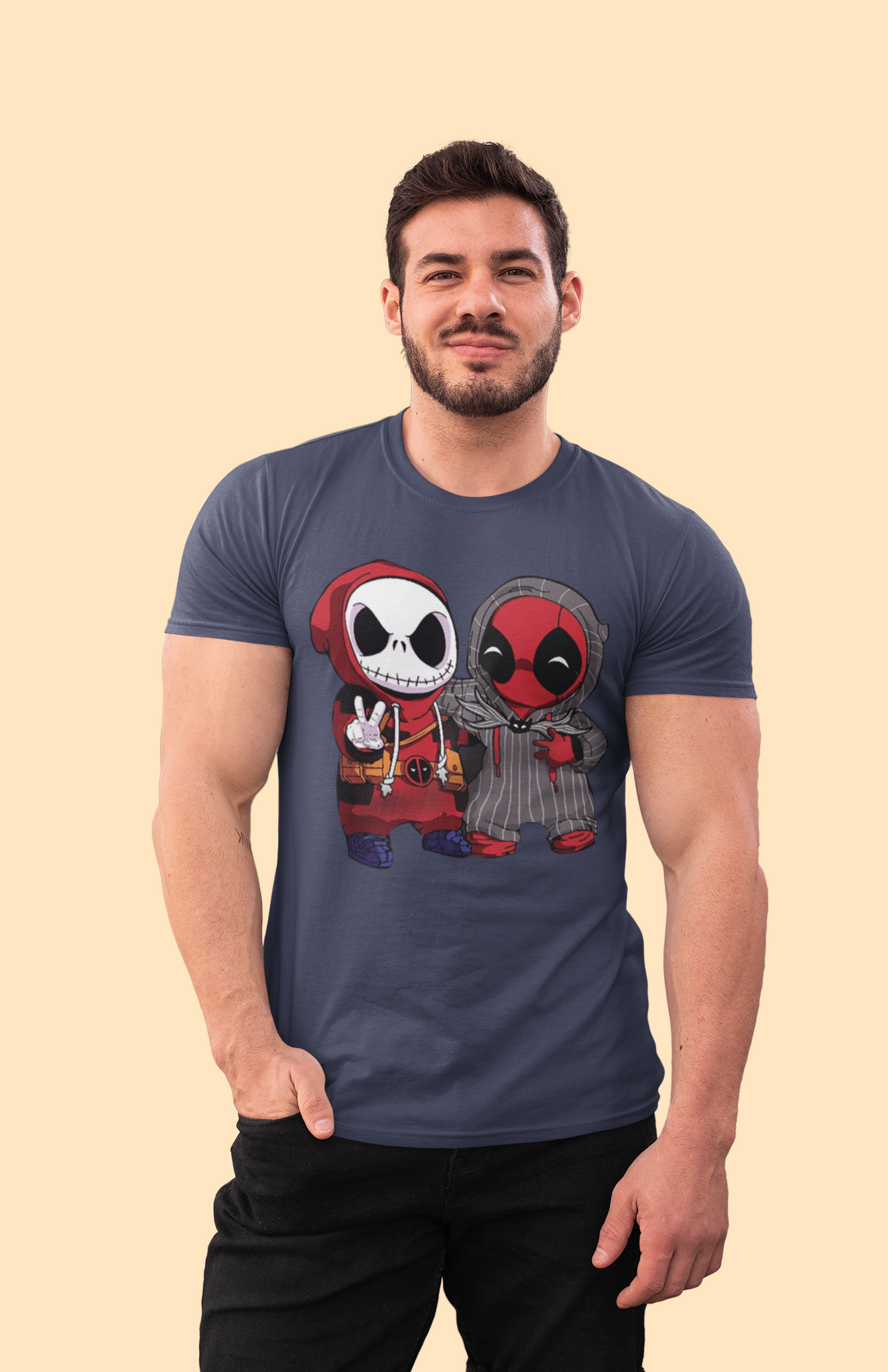 Nightmare Before Christmas T Shirt, Jack Skellington Deadpool Exchange Costume T Shirt, Halloween Gifts