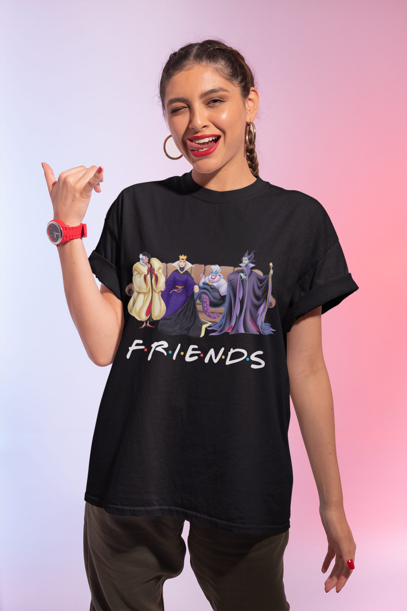 Disney Maleficent T Shirt, Disney Villains T Shirt, Cruella De Vil The Queen Ursula Maleficent Tshirt, Friends Shirt