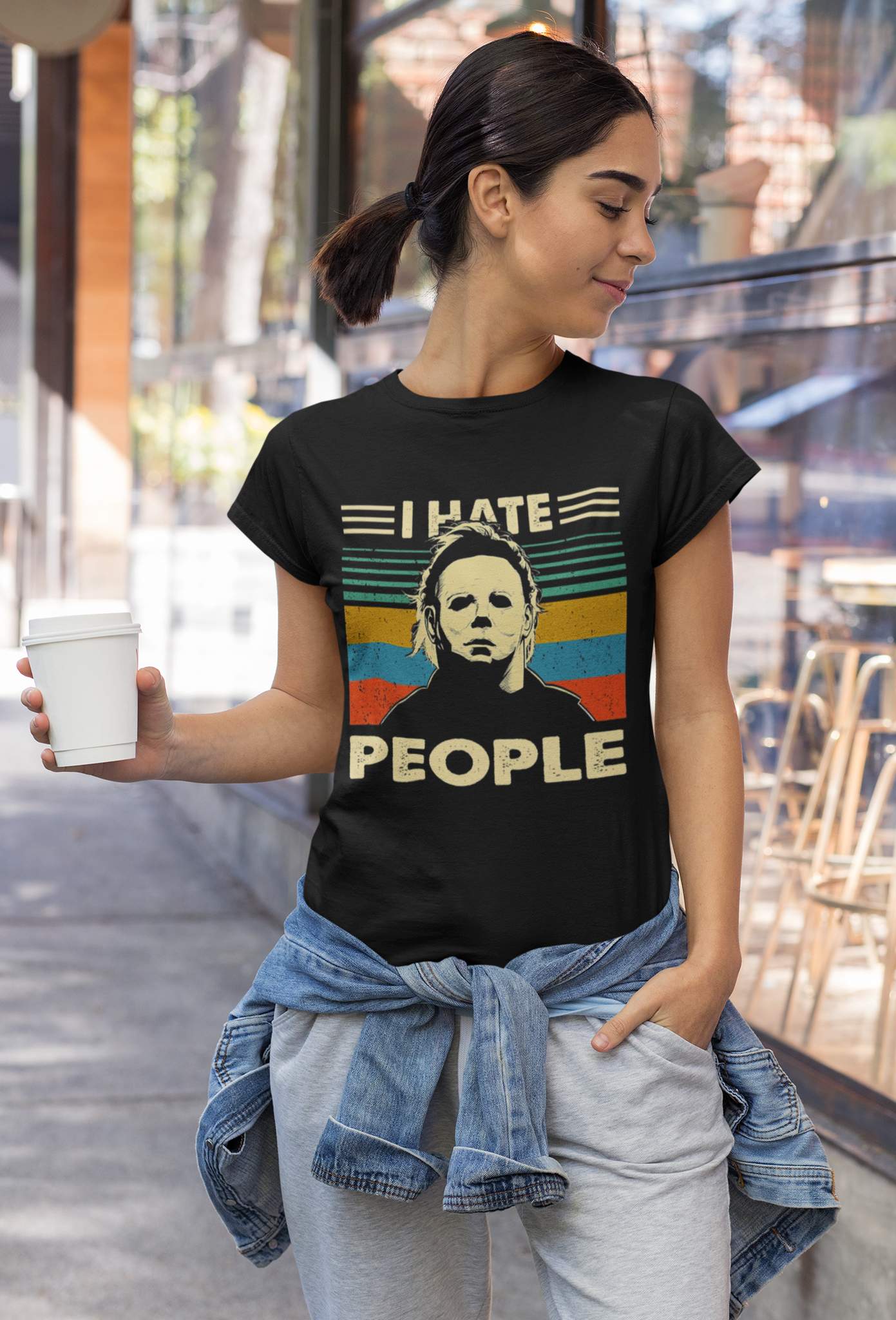 Halloween Vintage T Shirt, I Hate People Tshirt, Michael Myers T Shirt, Halloween Gifts