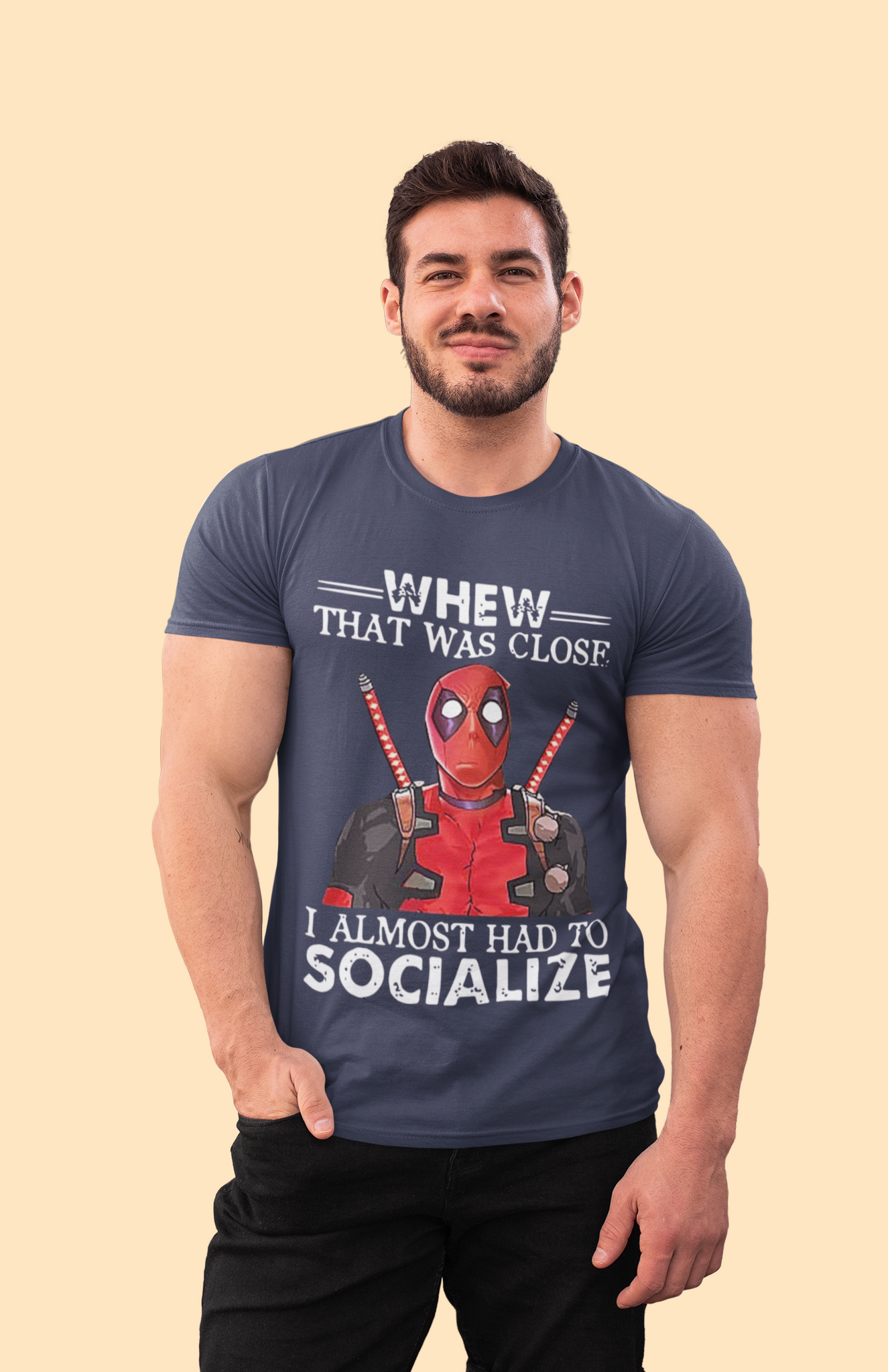 Deadpool T Shirt, Superhero Deadpool T Shirt, Whew That Was Close I Almost Had To Socialize Tshirt