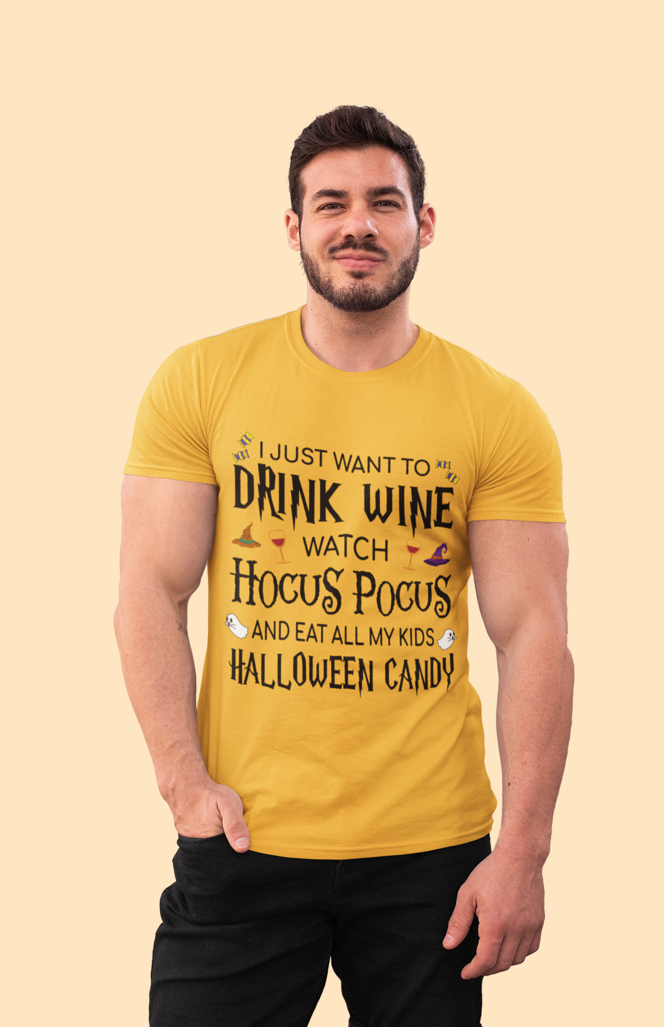 Hocus Pocus T Shirt, I Just Want To Drink Wine Watch Hocus Pocus And Eat All My Kids Halloween Candy Tshirt, Halloween Gifts