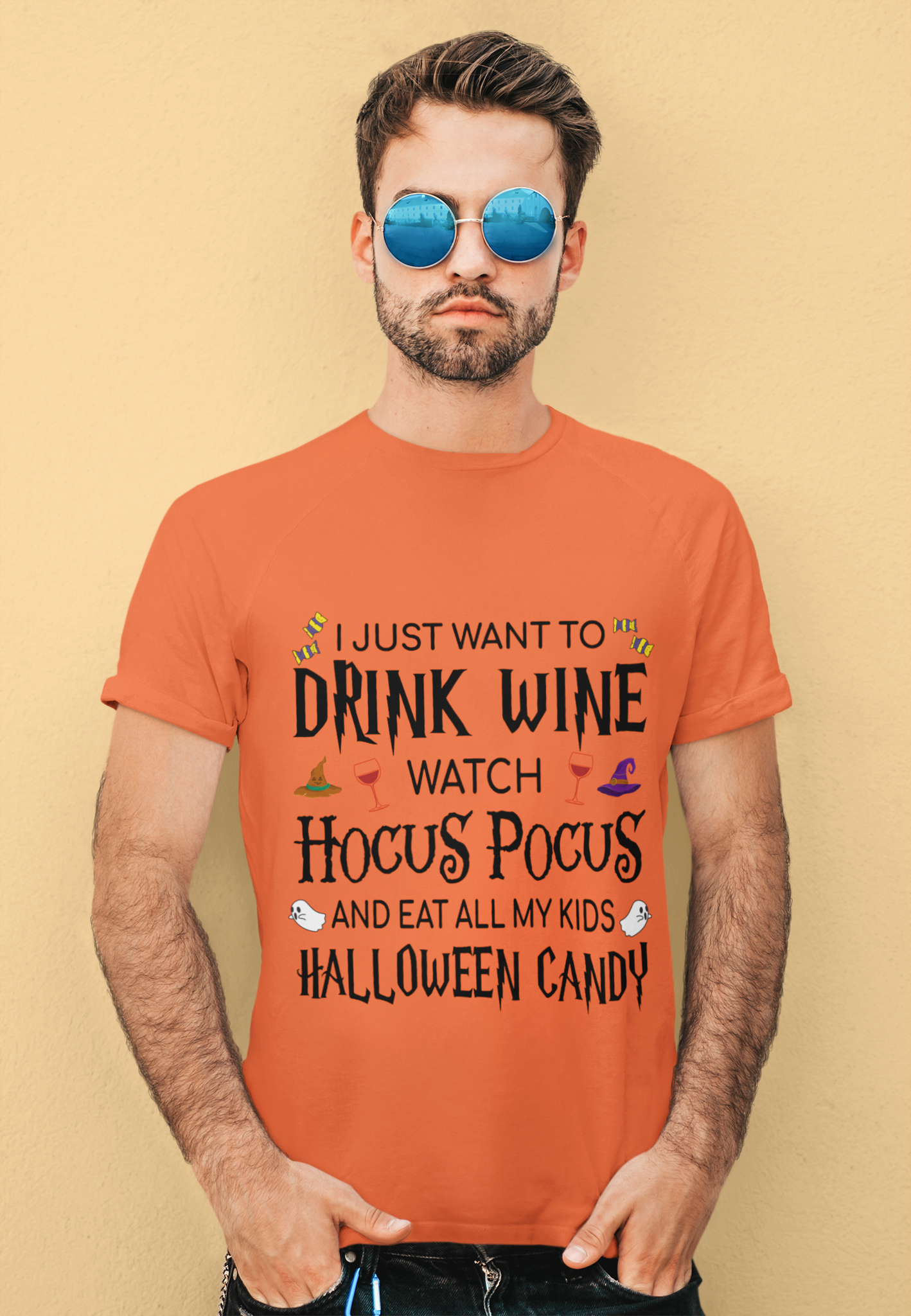 Hocus Pocus T Shirt, I Just Want To Drink Wine Shirt, Watch Hocus Pocus And Eat All My Kids Candy Shirt, Halloween Gifts