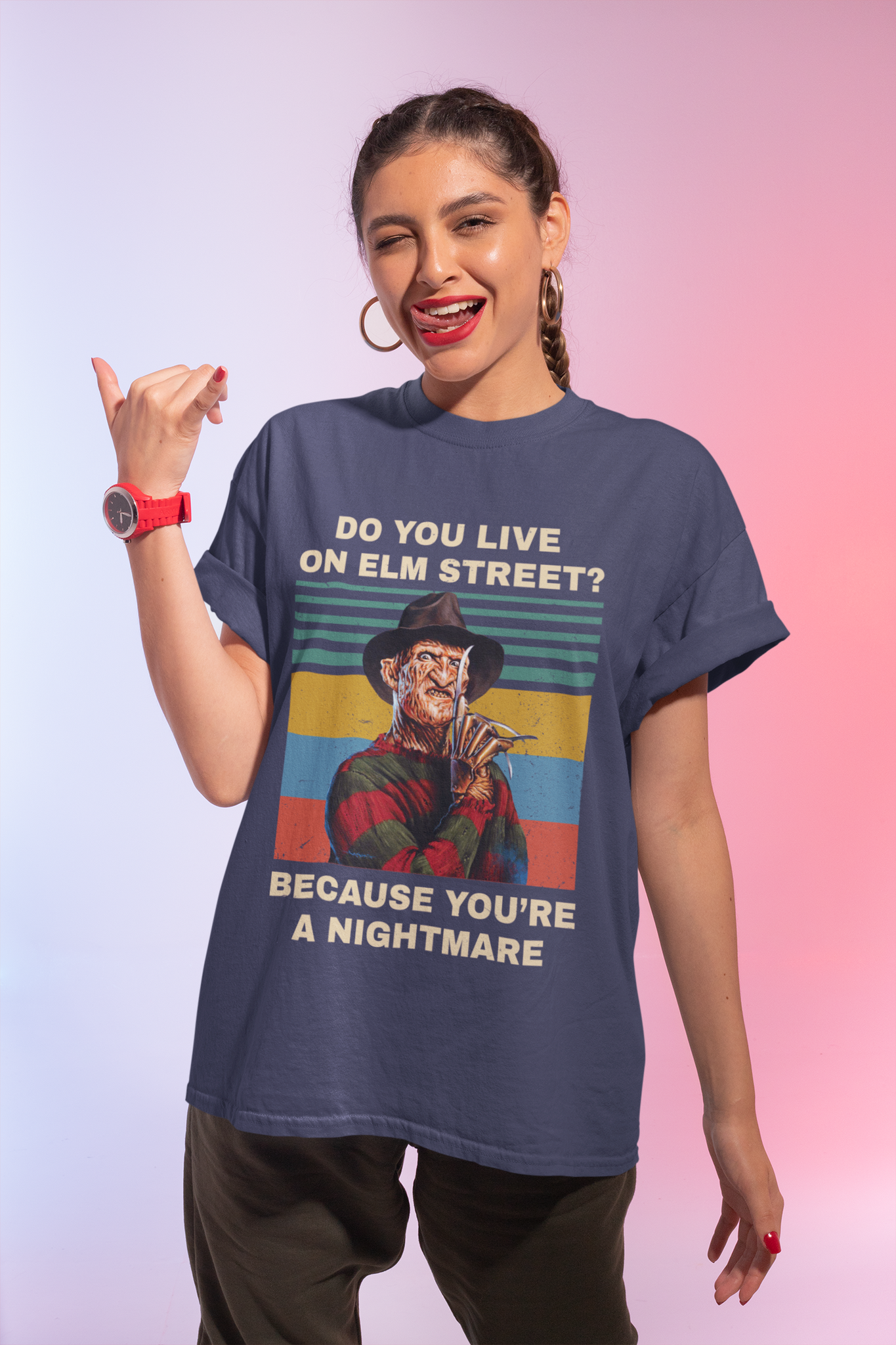 Nightmare On Elm Street Vintage T Shirt, Freddy Krueger T Shirt, Do You Live On Elm Street Tshirt, Halloween Gifts