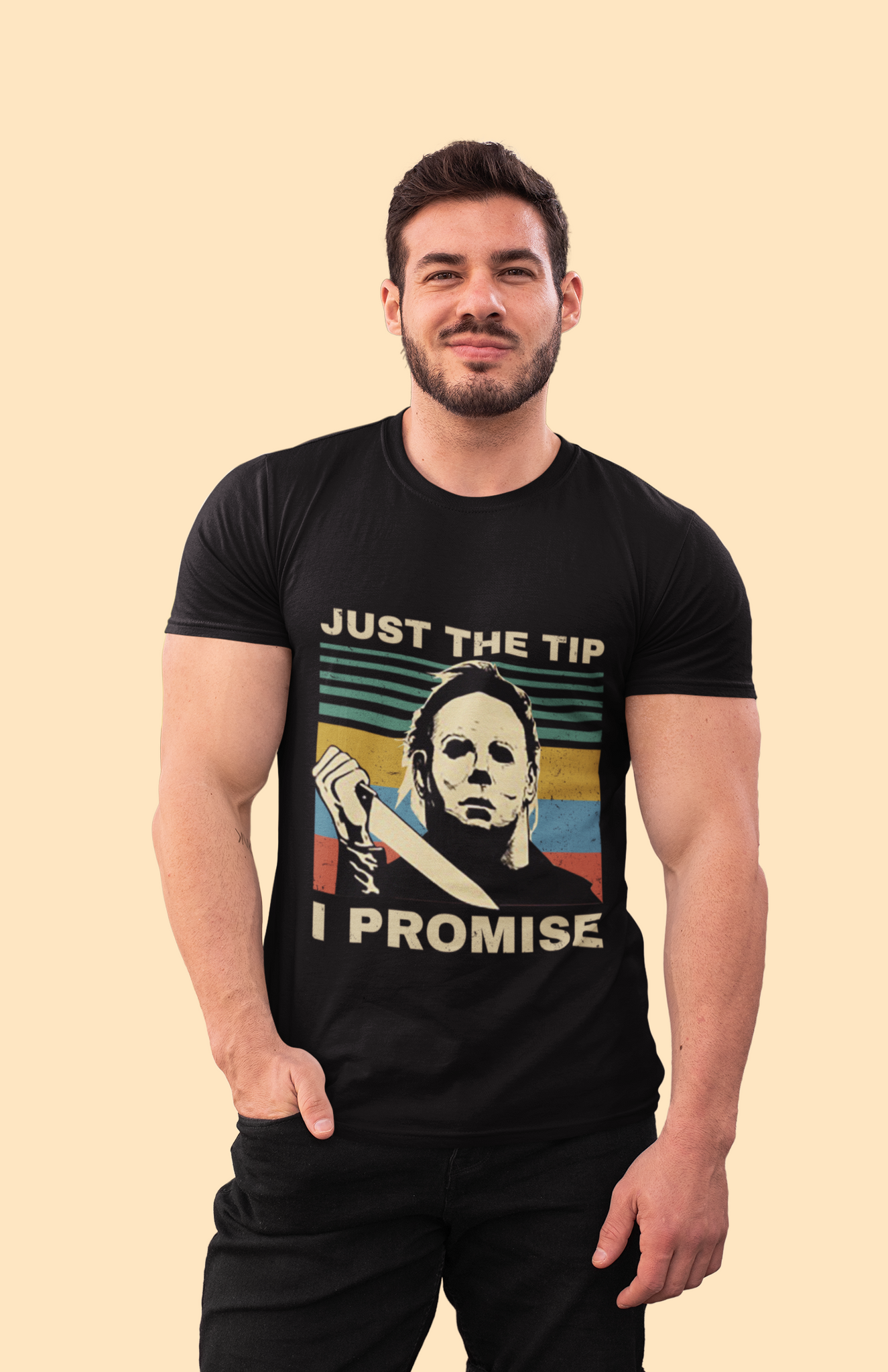 Halloween Vintage T Shirt, Just The Tip I Promise Tshirt, Michael Myers T Shirt, Halloween Gifts