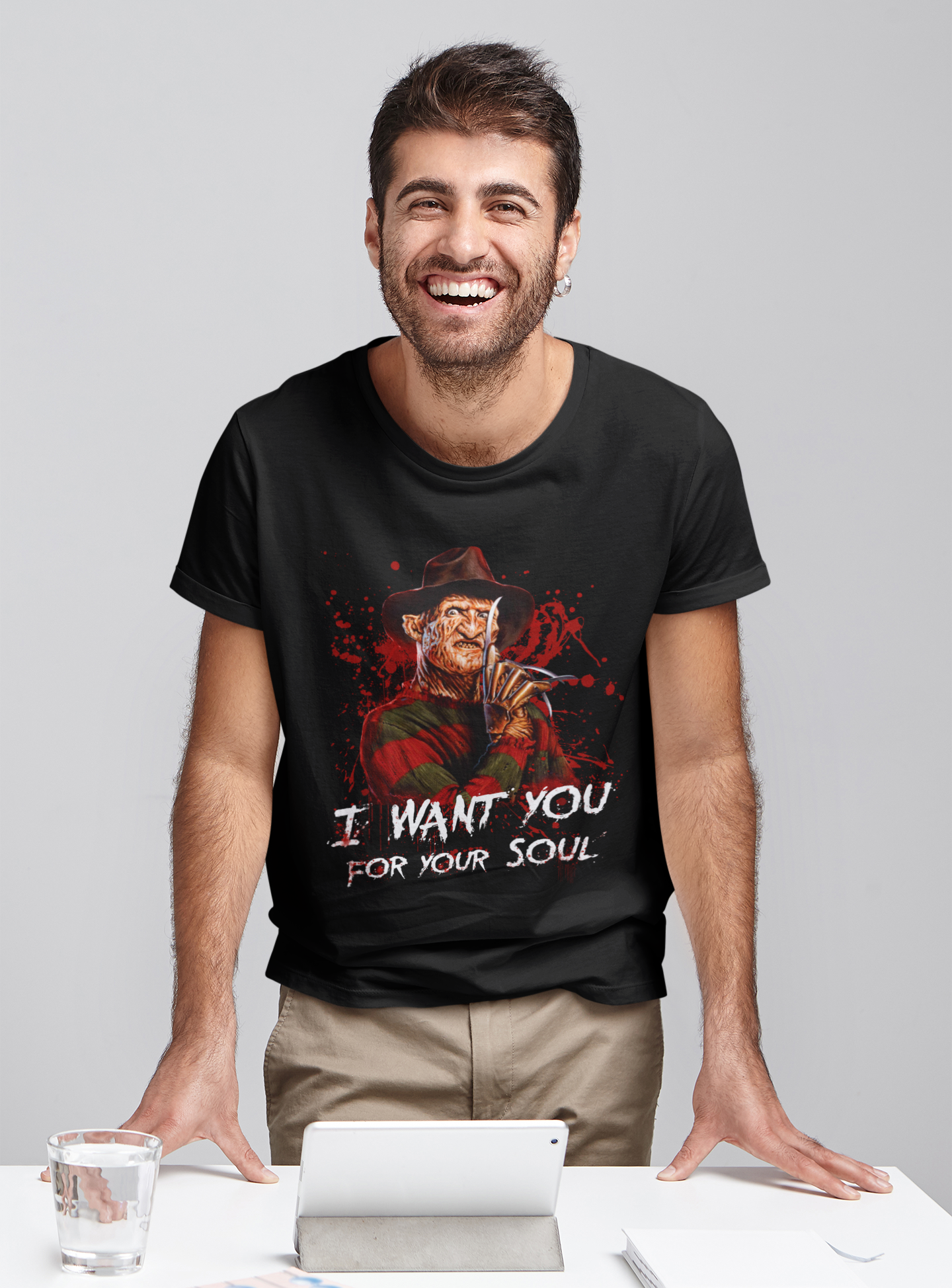 Nightmare On Elm Street T Shirt, I Want You For Your Soul Tshirt, Freddy Krueger T Shirt, Halloween Gifts