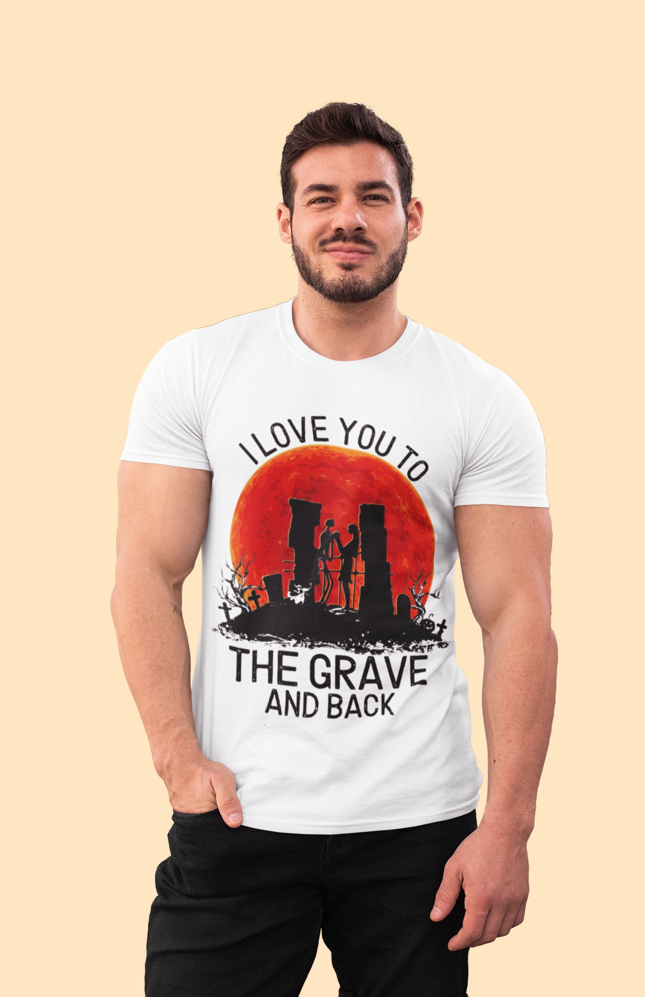 Nightmare Before Christmas T Shirt, I Love You To The Grave And Back Tshirt, Jack Skellington Sally T Shirt, Halloween Gifts