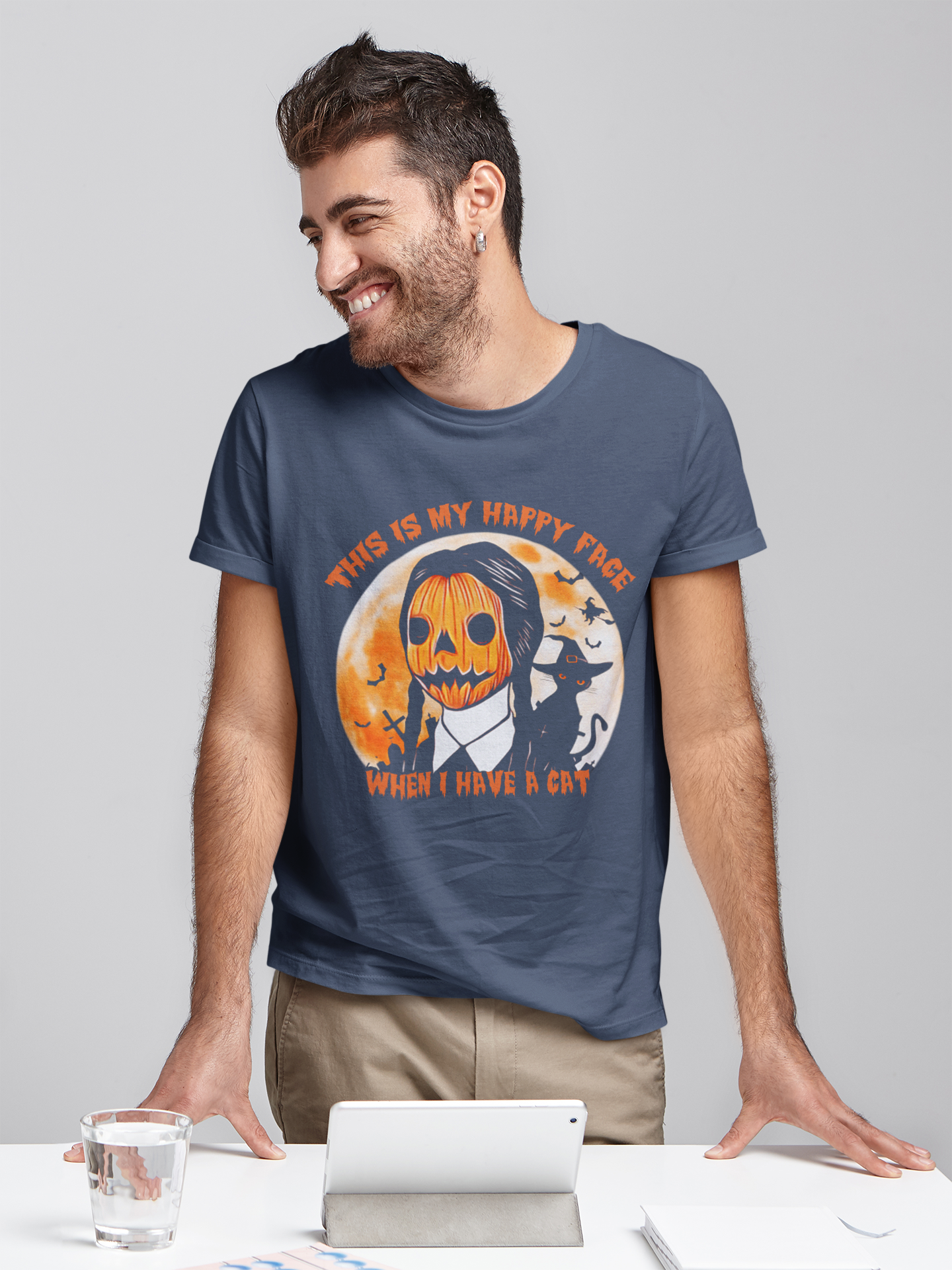 Addams Family T Shirt, Wednesday Addams T Shirt, This Is My Happy Face When I Have A Cat Tshirt, Halloween Gifts