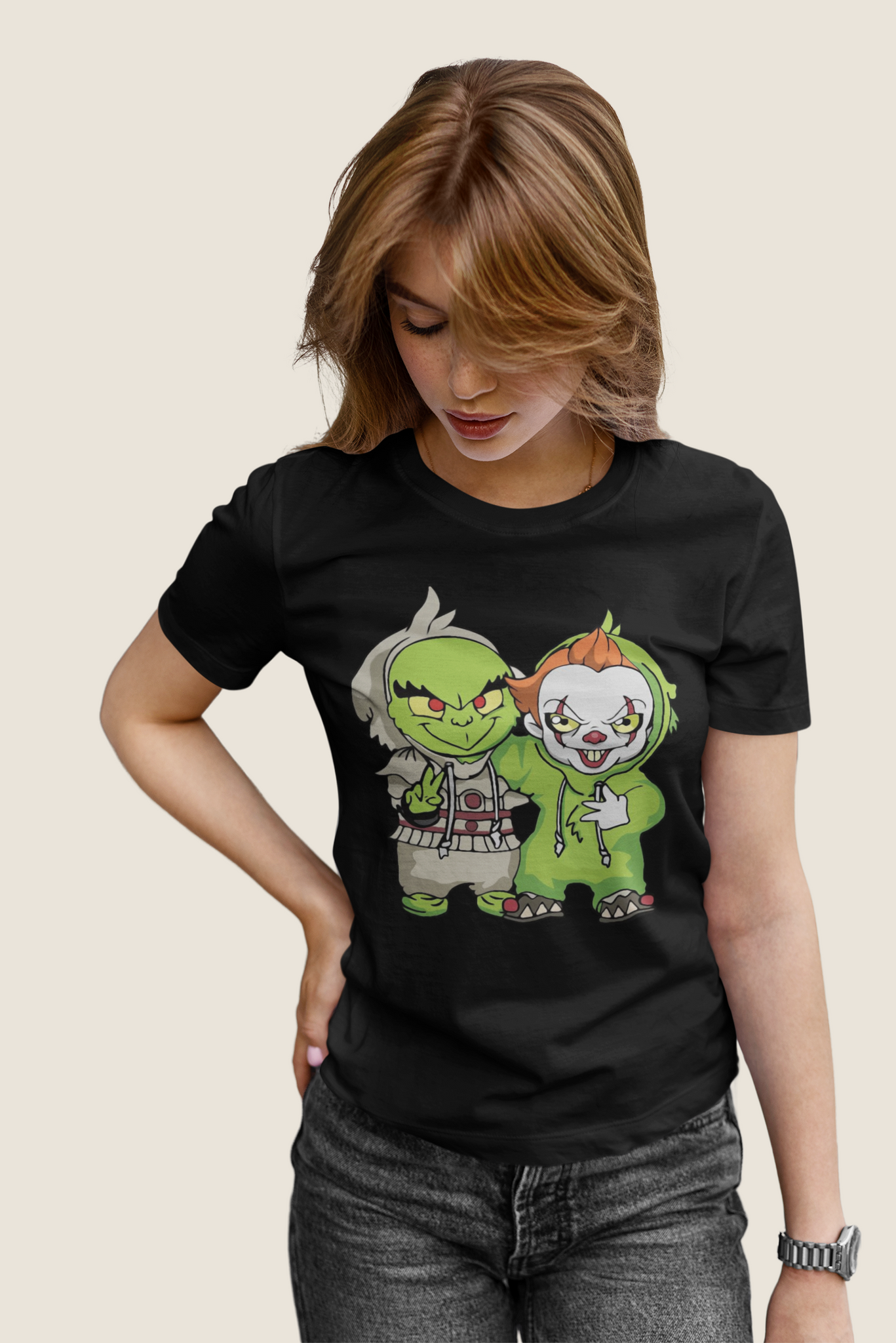 Grinch T Shirt, Grinch Pennywise T Shirt, Character Exchange Costume Tshirt, Christmas Gifts