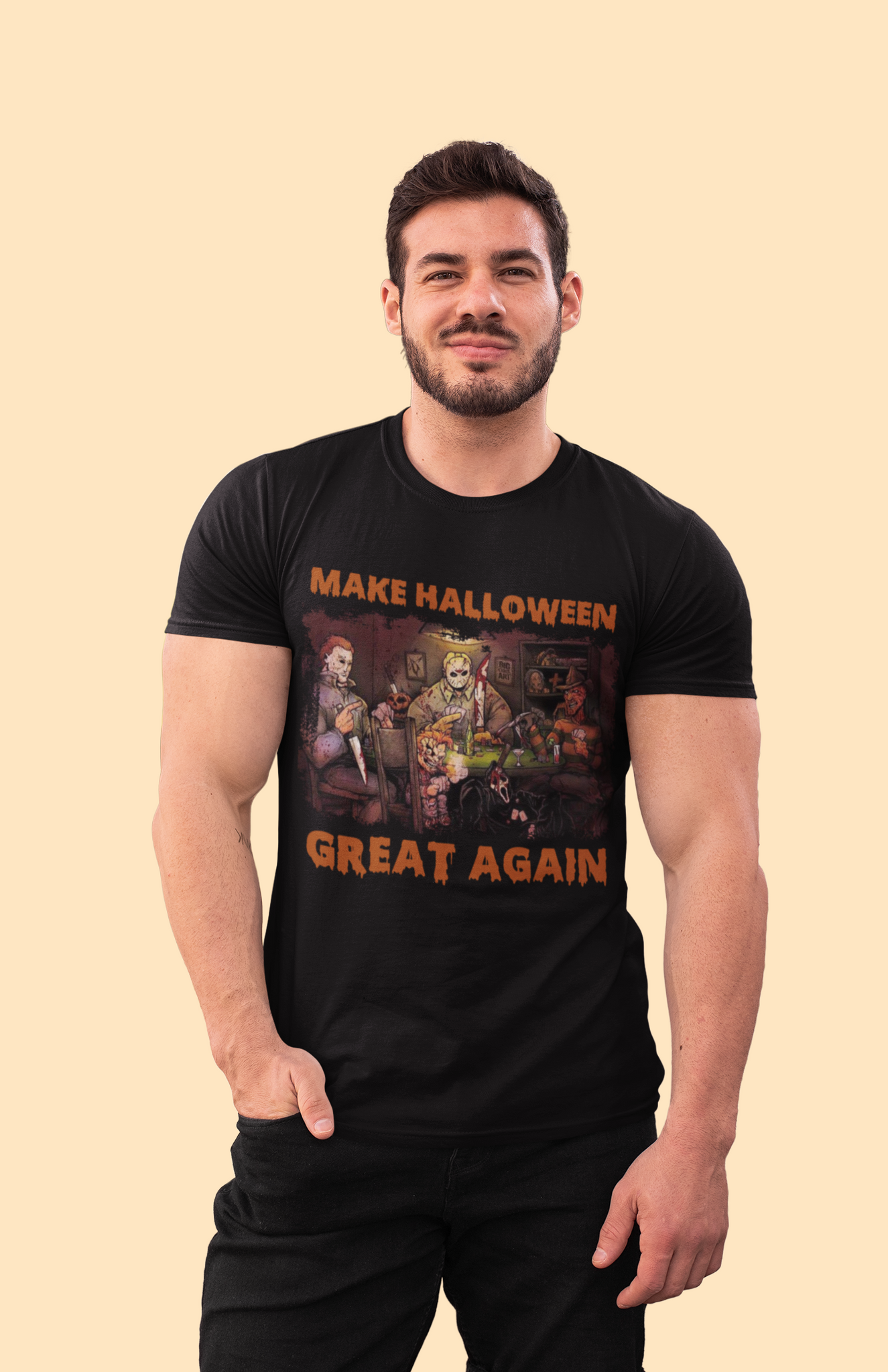Horror Movie Characters T Shirt, Myers Voorhees Krueger Chucky Tshirt, Make Halloween Great Again Shirt, Halloween Gifts