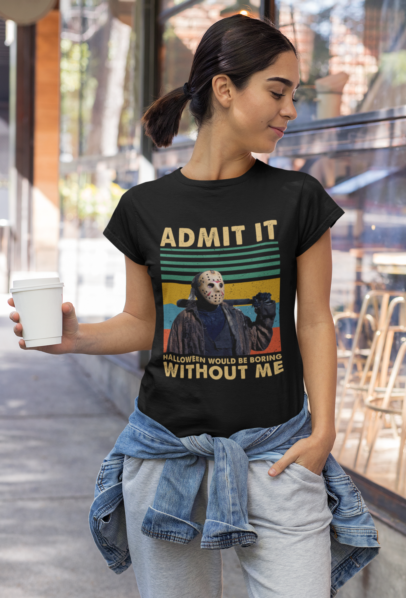 Friday 13th Vintage T Shirt, Admit It Halloween Would Be Boring Without Me Tshirt, Jason Voorhees T Shirt, Halloween Gifts