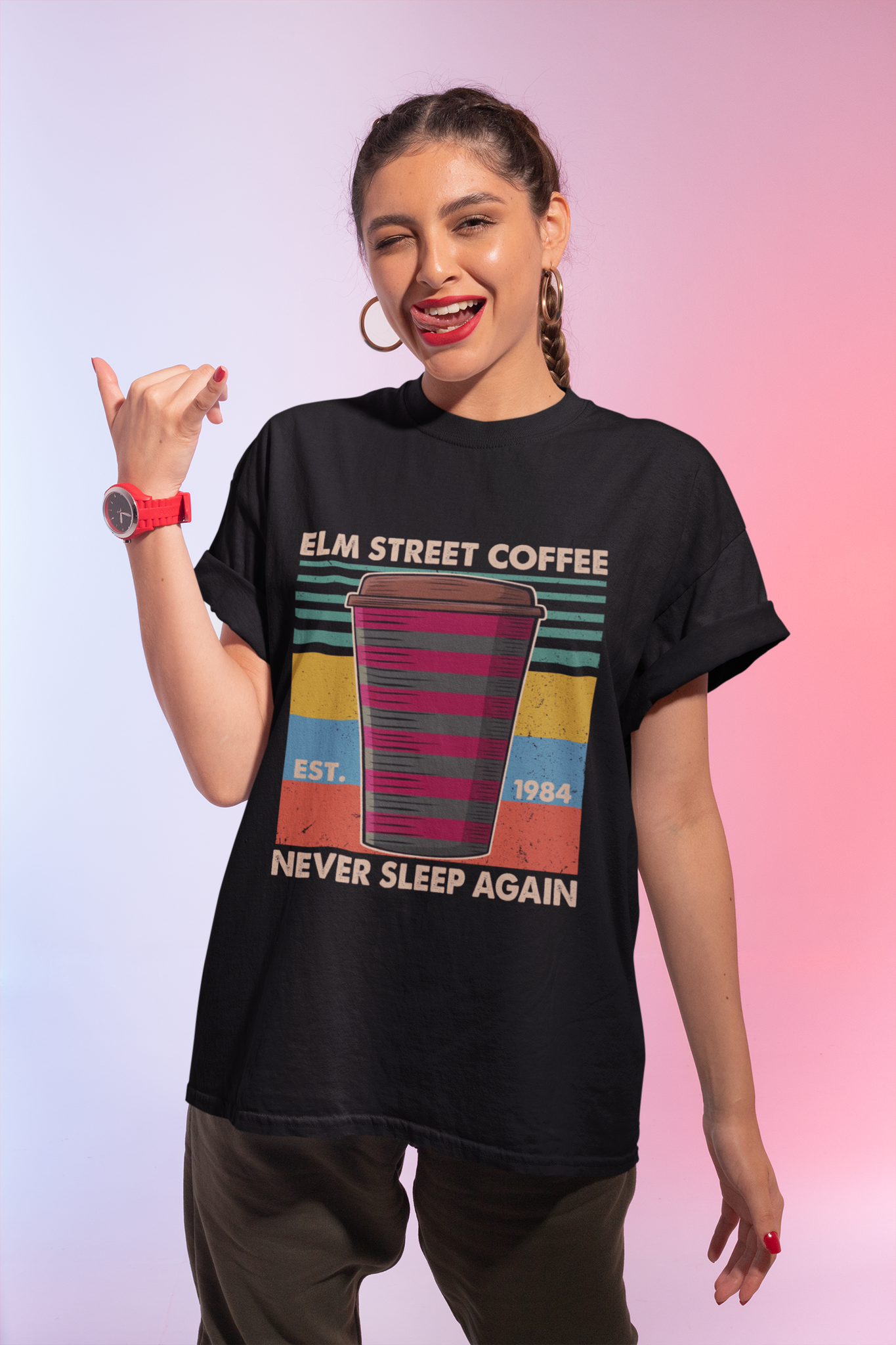 Nightmare On Elm Street Vintage T Shirt, Elm Street Coffee T Shirt, Never Sleep Again Tshirt, Halloween Gifts