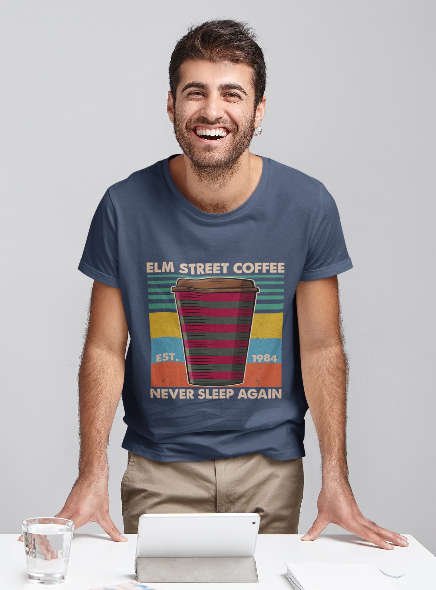 Nightmare On Elm Street Vintage T Shirt, Never Sleep Again Tshirt,, Elm Street Coffee T Shirt Halloween Gifts