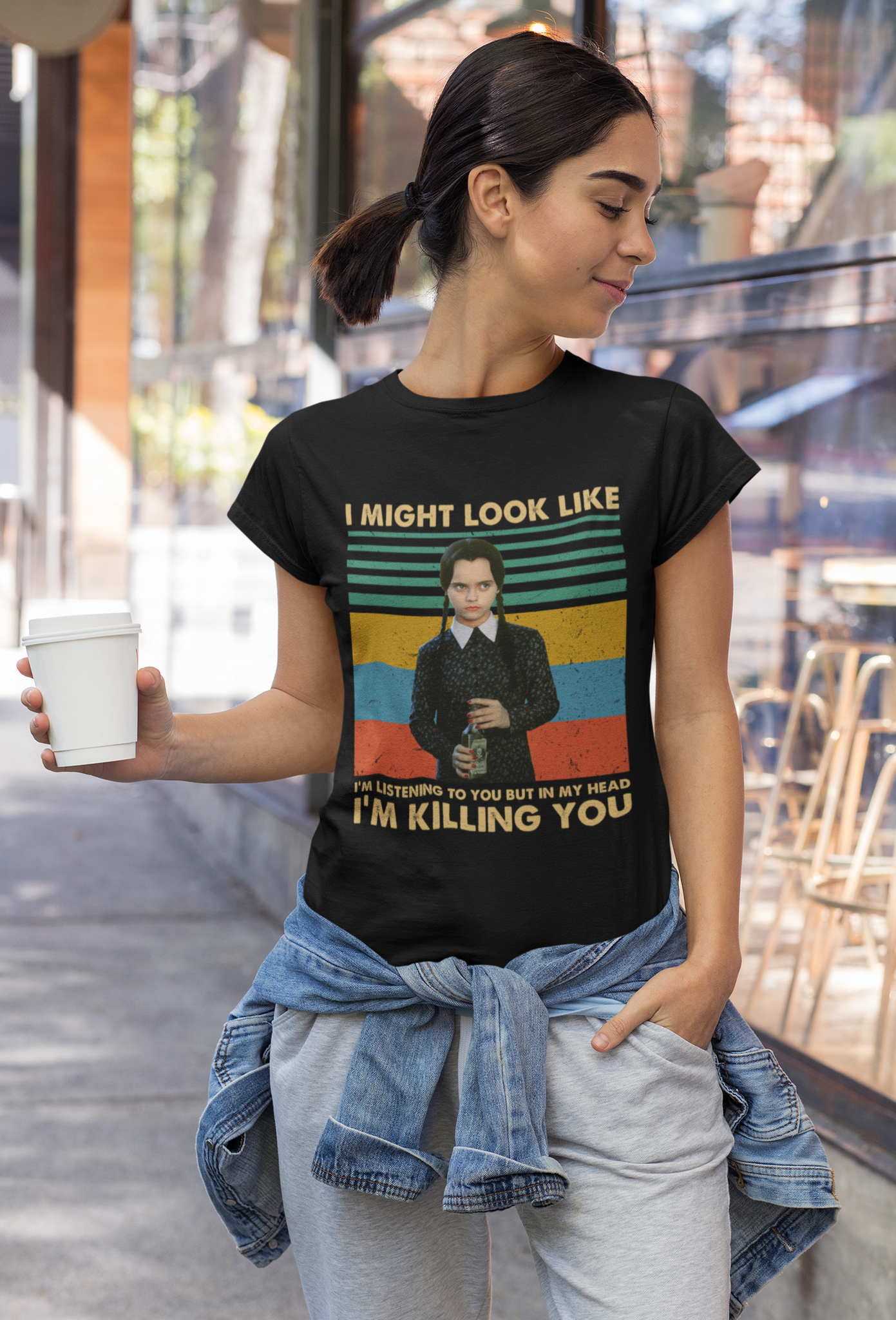 Addams Family T Shirt, Wednesday Addams T Shirt, I Might Look Like Im Listening To You But In My Head Im Killing You Tshirt
