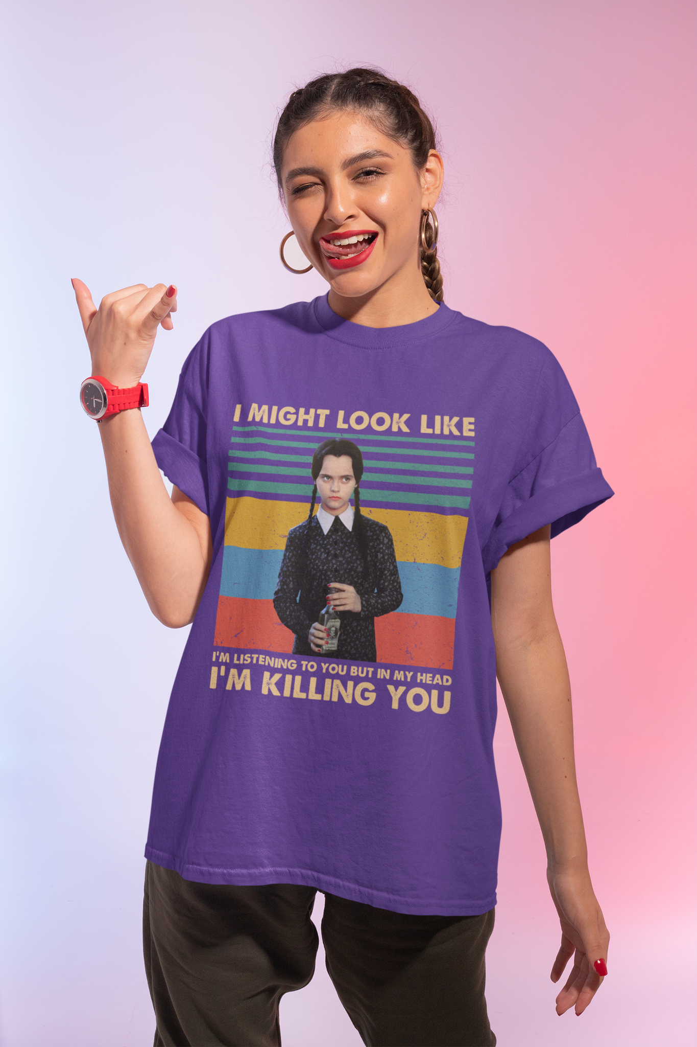 Addams Family T Shirt, Wednesday Addams T Shirt, I Might Look Like Im Listening To You But In My Head Im Killing You Tshirt