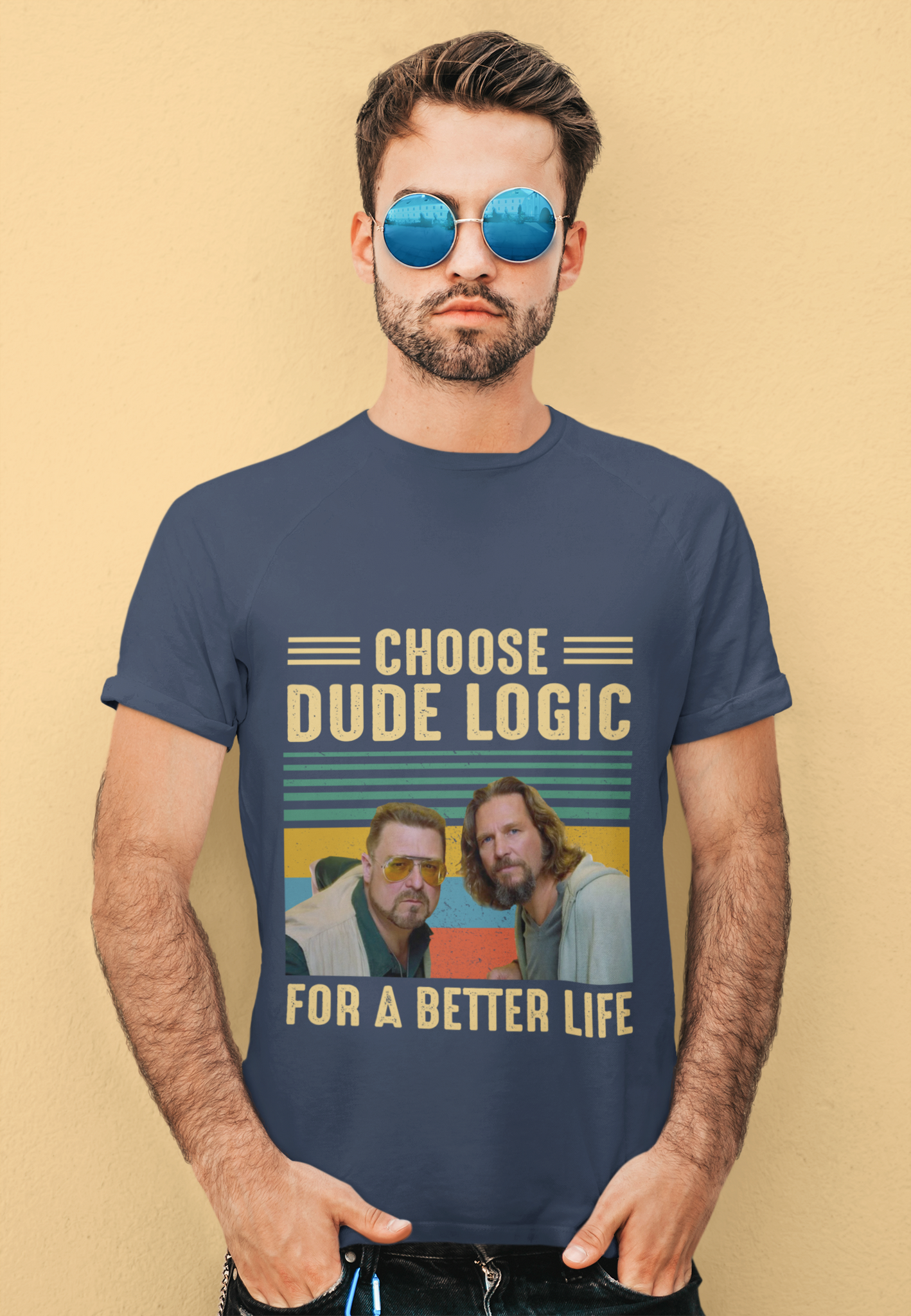 The Big Lebowski Vintage T Shirt, Choose Dude Logic For A Better Life Tshirt, The Dude Walter Sobchak T Shirt
