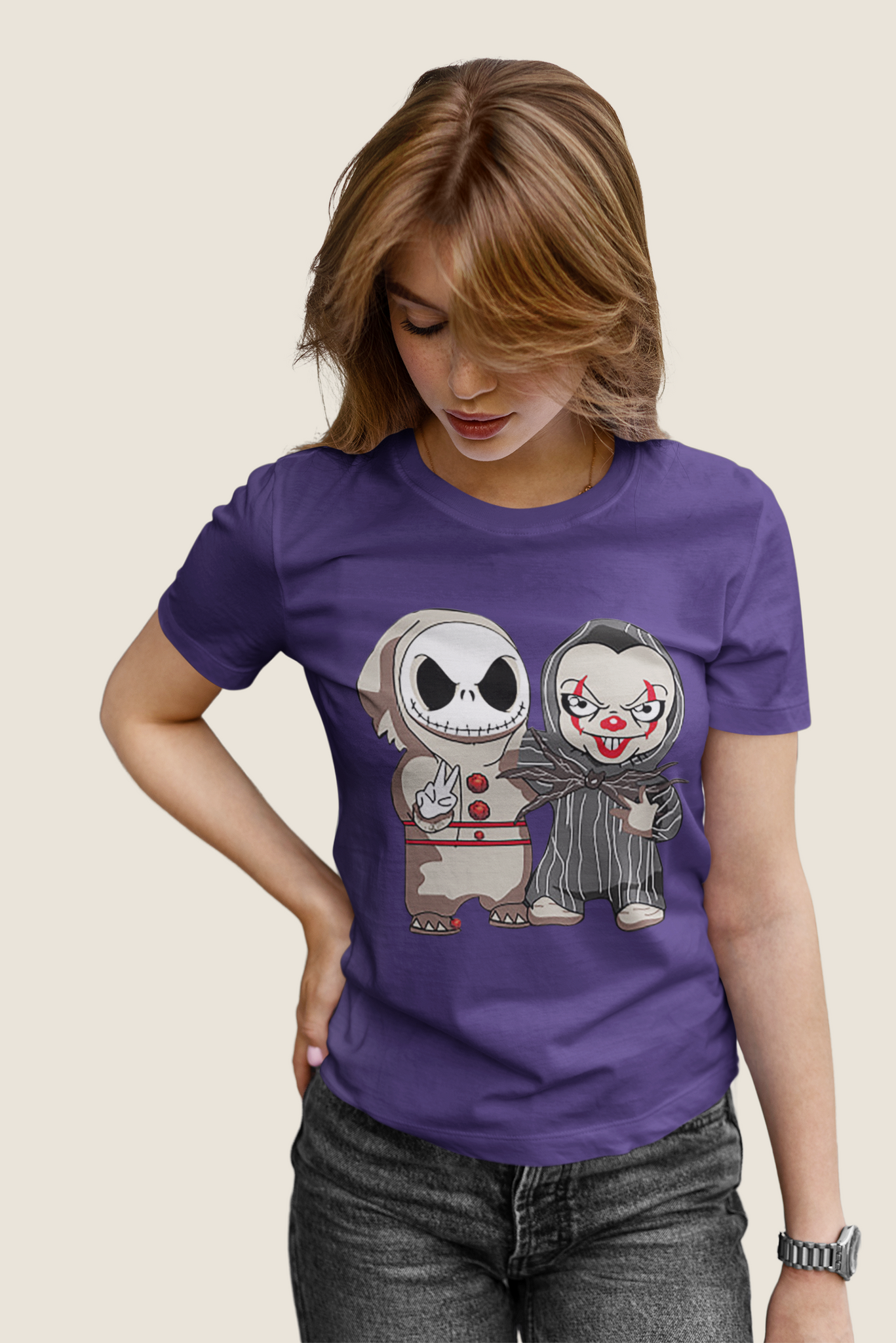 Nightmare Before Christmas T Shirt, Jack Skellington Pennywise Clown Exchange Costume T Shirt, Halloween Gifts