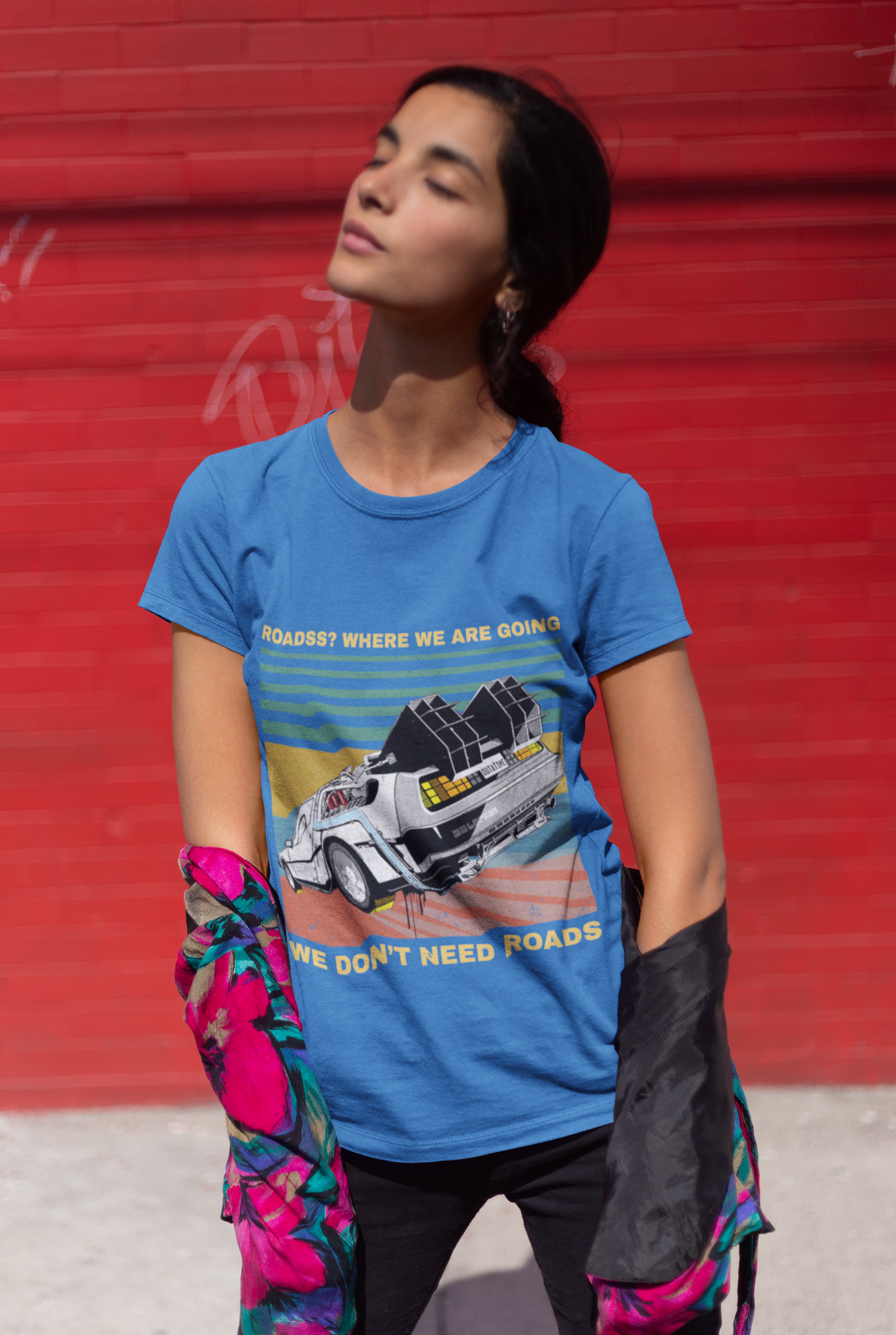 Back To The Future T Shirt, Delorean Time Machine T Shirt, Roads Where We Going We Dont Need Roads Tshirt