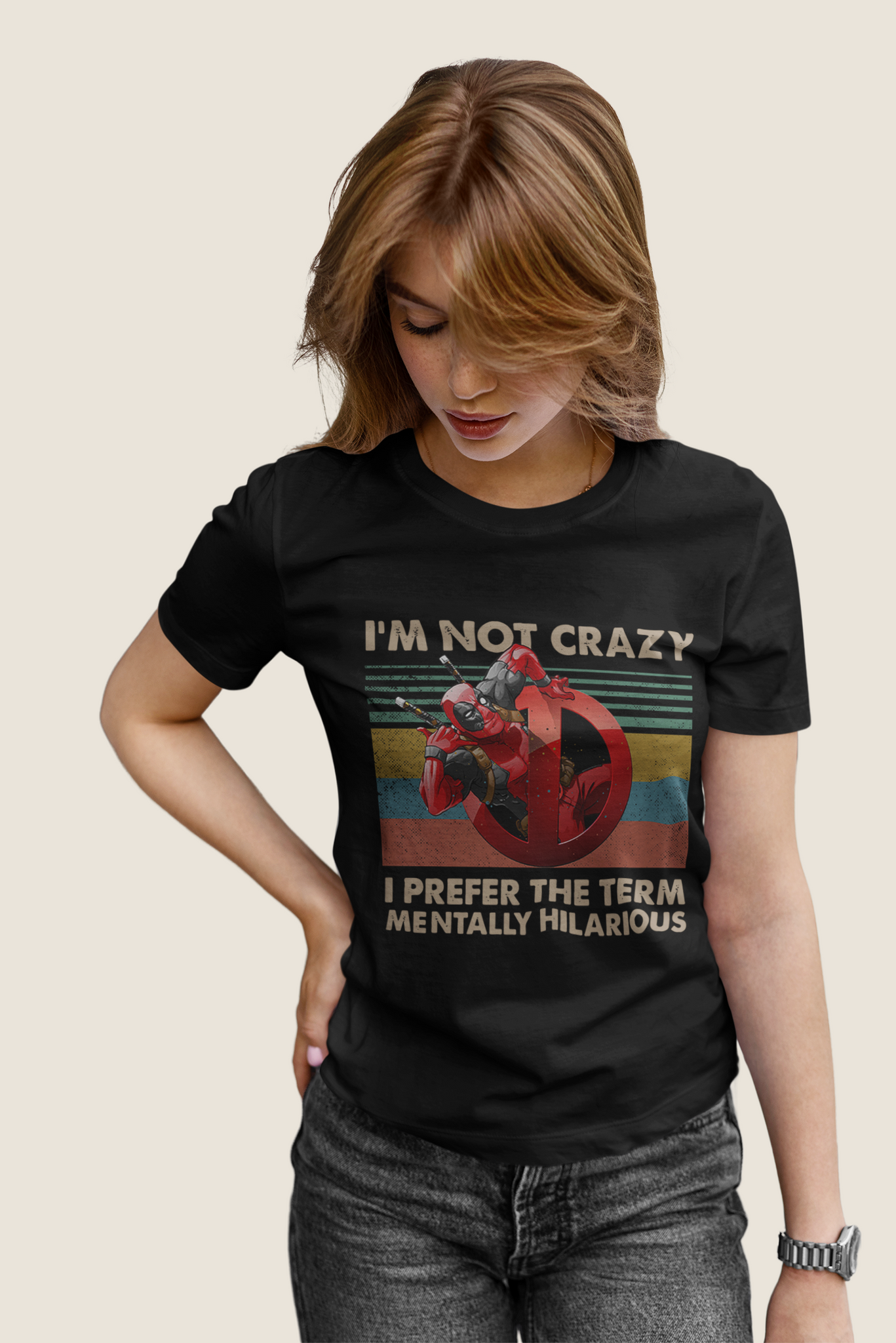 Deadpool Vintage T Shirt, Im Not Crazy I Prefer The Term Mentally Hilarious Tshirt, Superhero Deadpool T Shirt
