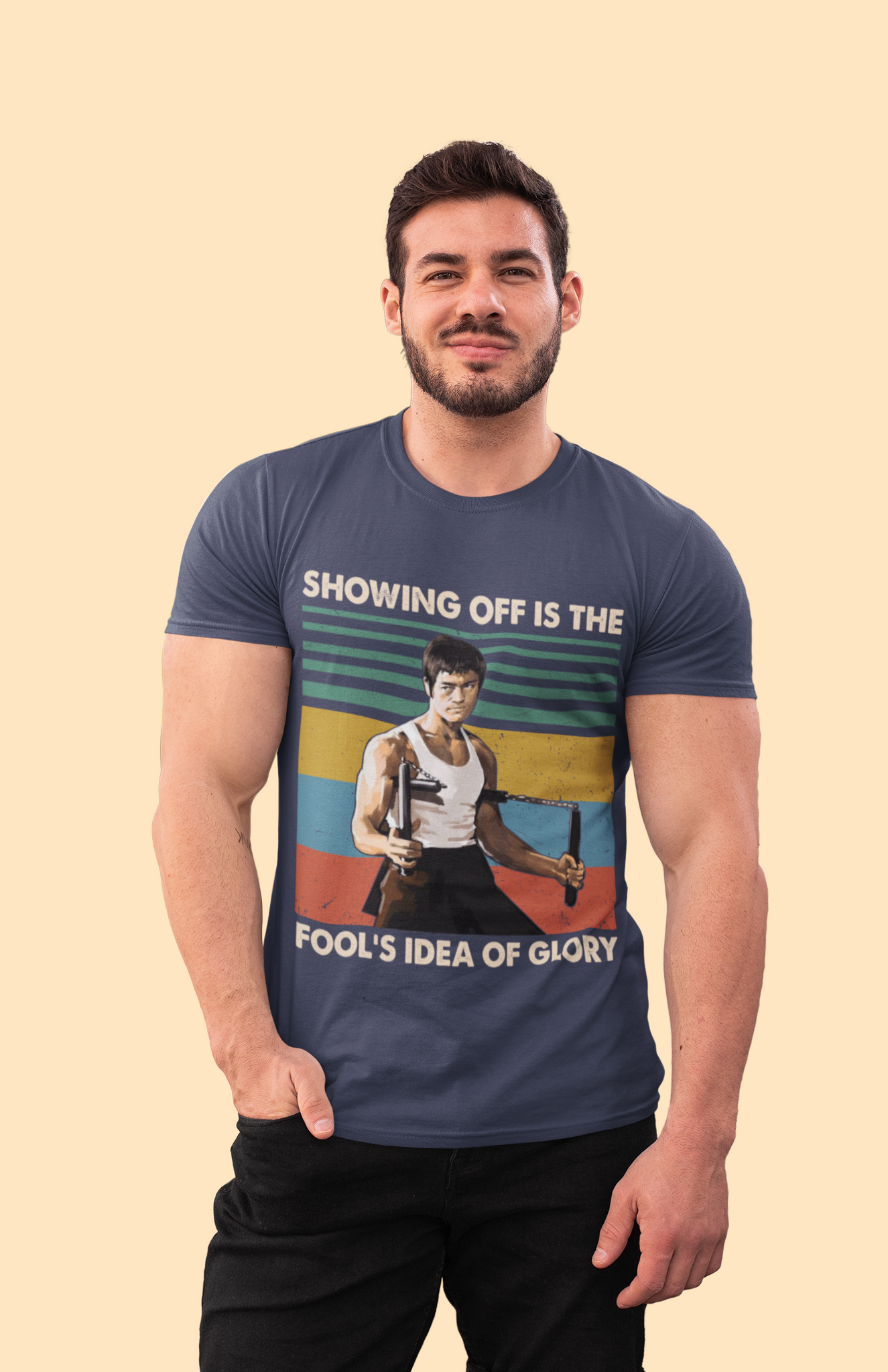 Bruce Lee Vintage T Shirt, Showing Off Is The Fools Idea Of Glory Tshirt