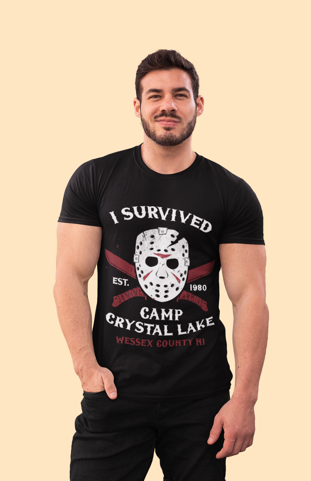 Friday 13th T Shirt, I Survived Camp Crystal Lake Tshirt, Jason Voorhees Mask Machete T Shirt, Halloween Gifts