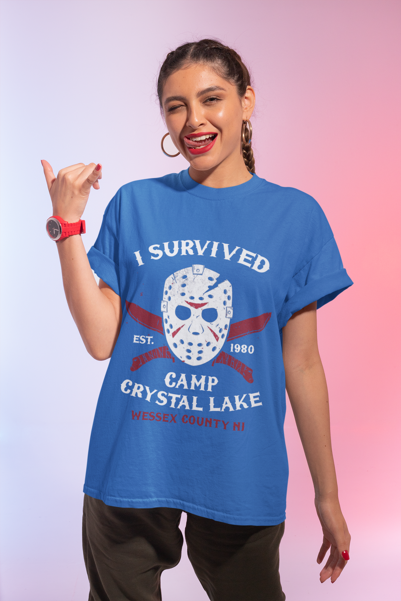 Friday 13th T Shirt, I Survived Camp Crystal Lake Tshirt, Jason Voorhees Mask Machete T Shirt, Halloween Gifts