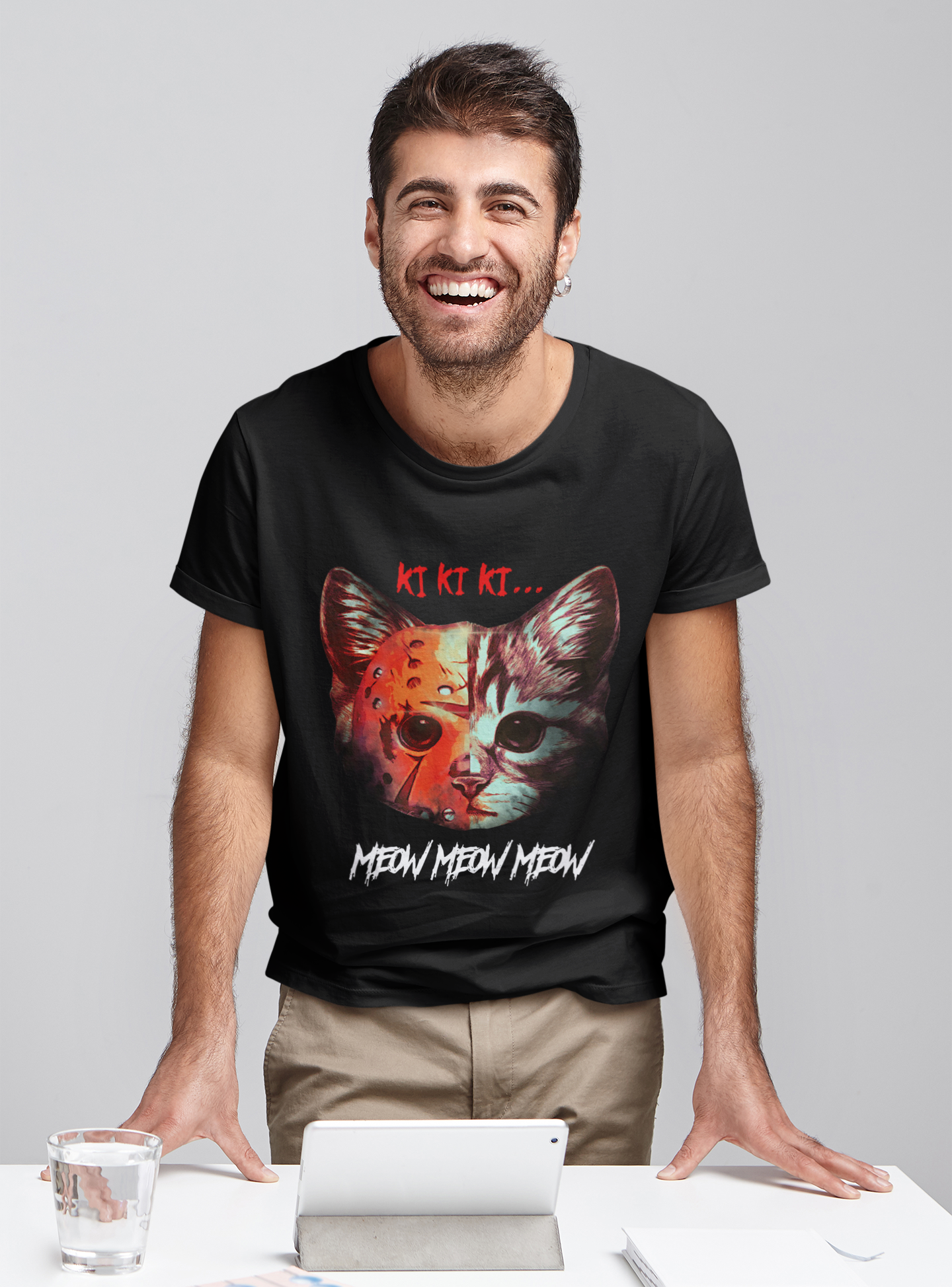 Friday 13th T Shirt, Cat Ki Meow T Shirt, Cat Jason Voorhees Mask Shirt, Halloween Gifts