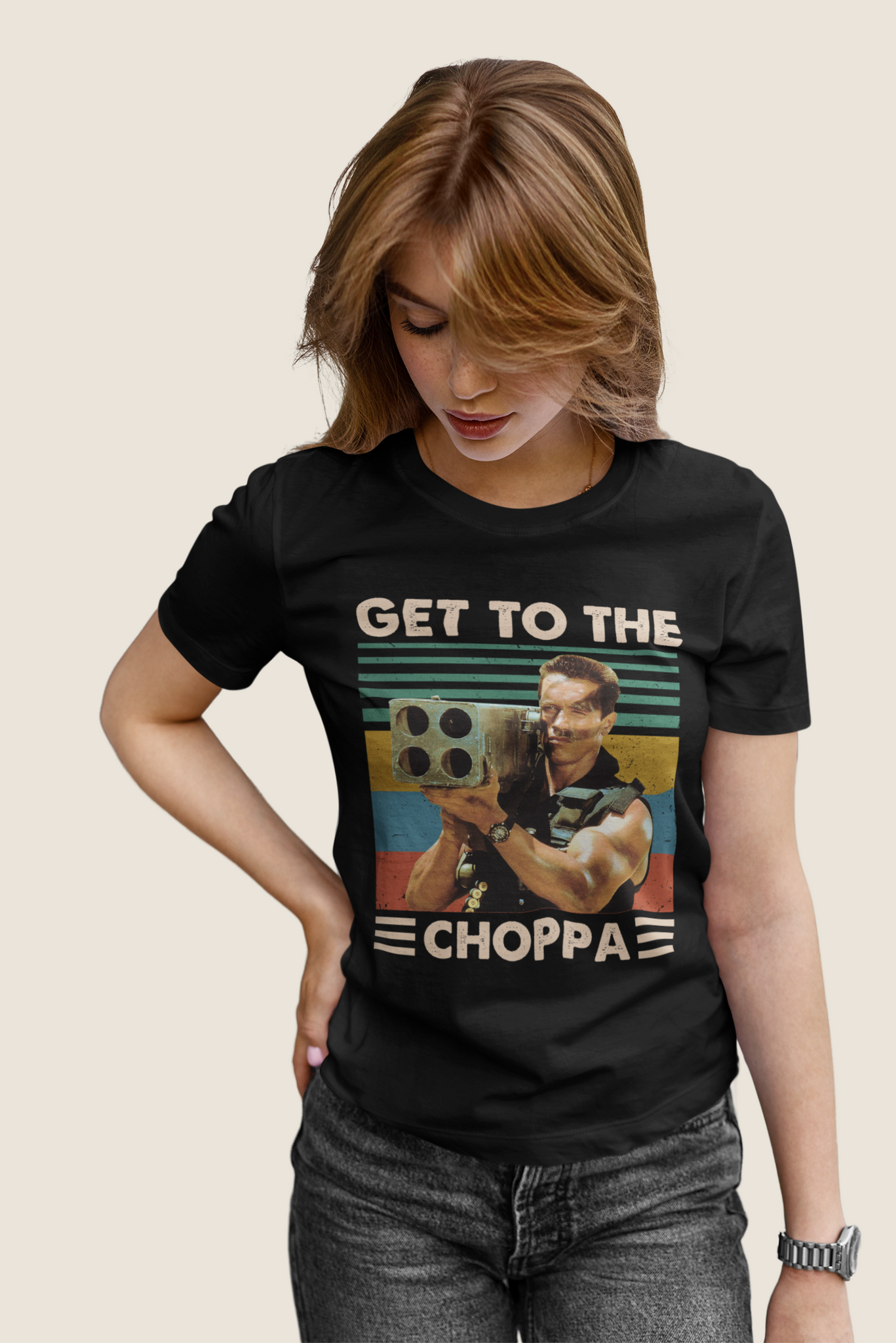 Commando Vintage T Shirt, John Matrix T Shirt, Get To The Choppa Tshirt