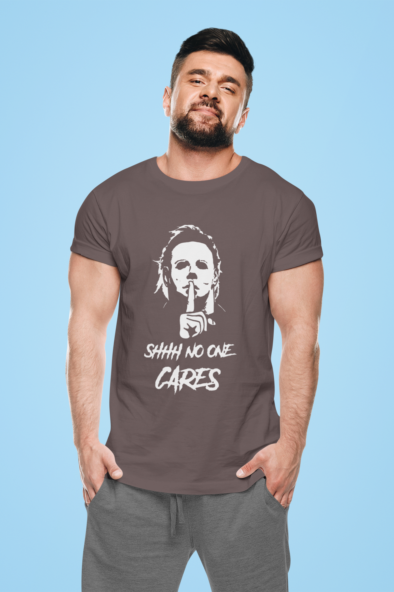 Halloween T Shirt, Shhh No One Cares Tshirt, Michael Myers T Shirt, Halloween Gifts