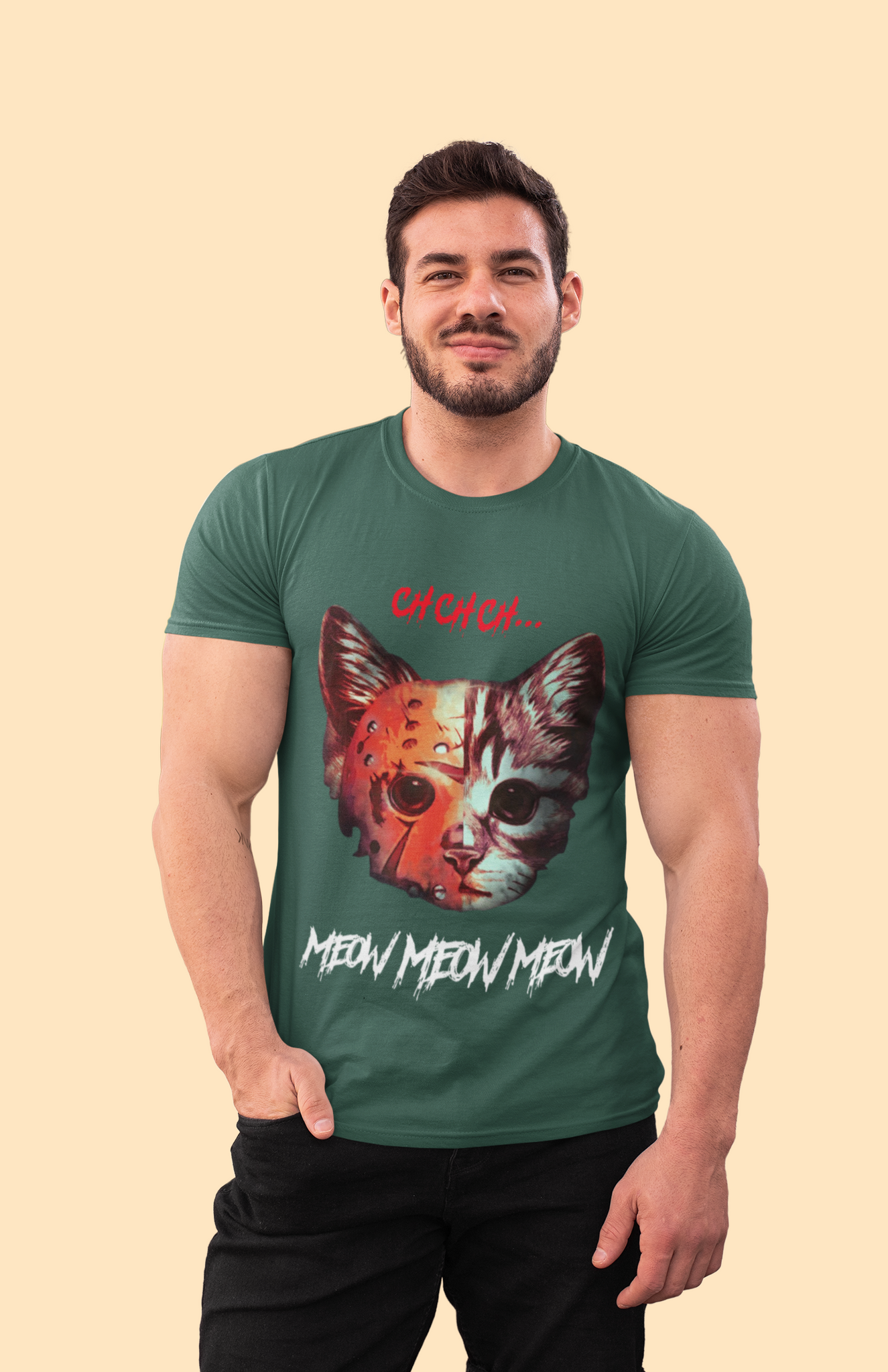 Friday 13th T Shirt, Cat Ch Meow T Shirt, Cat Jason Voorhees Mask Shirt, Halloween Gifts