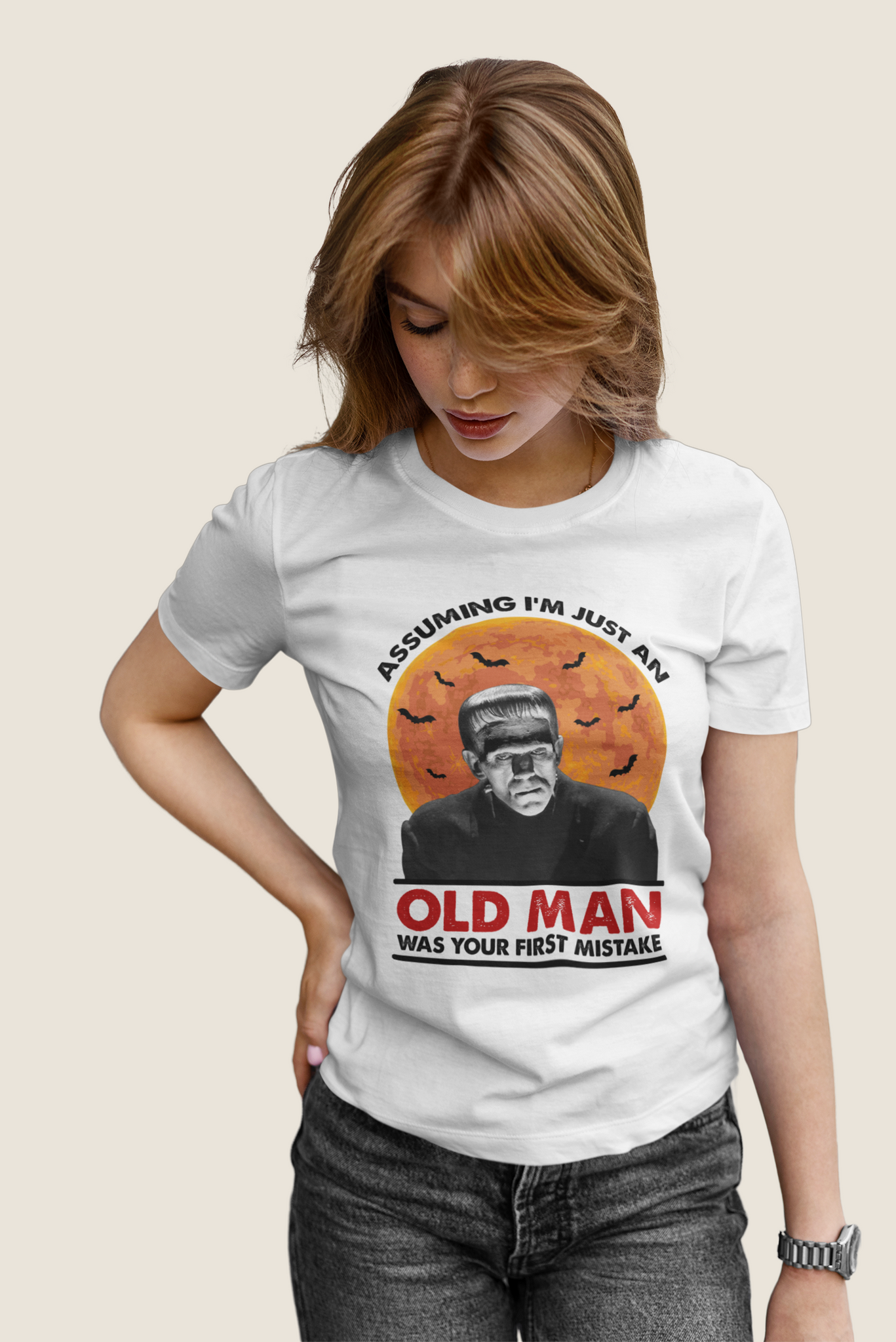 Frankenstein T Shirt, The Monster T Shirt, Assuming Im Just An Old Man Was Your First Mistake Tshirt, Halloween Gifts