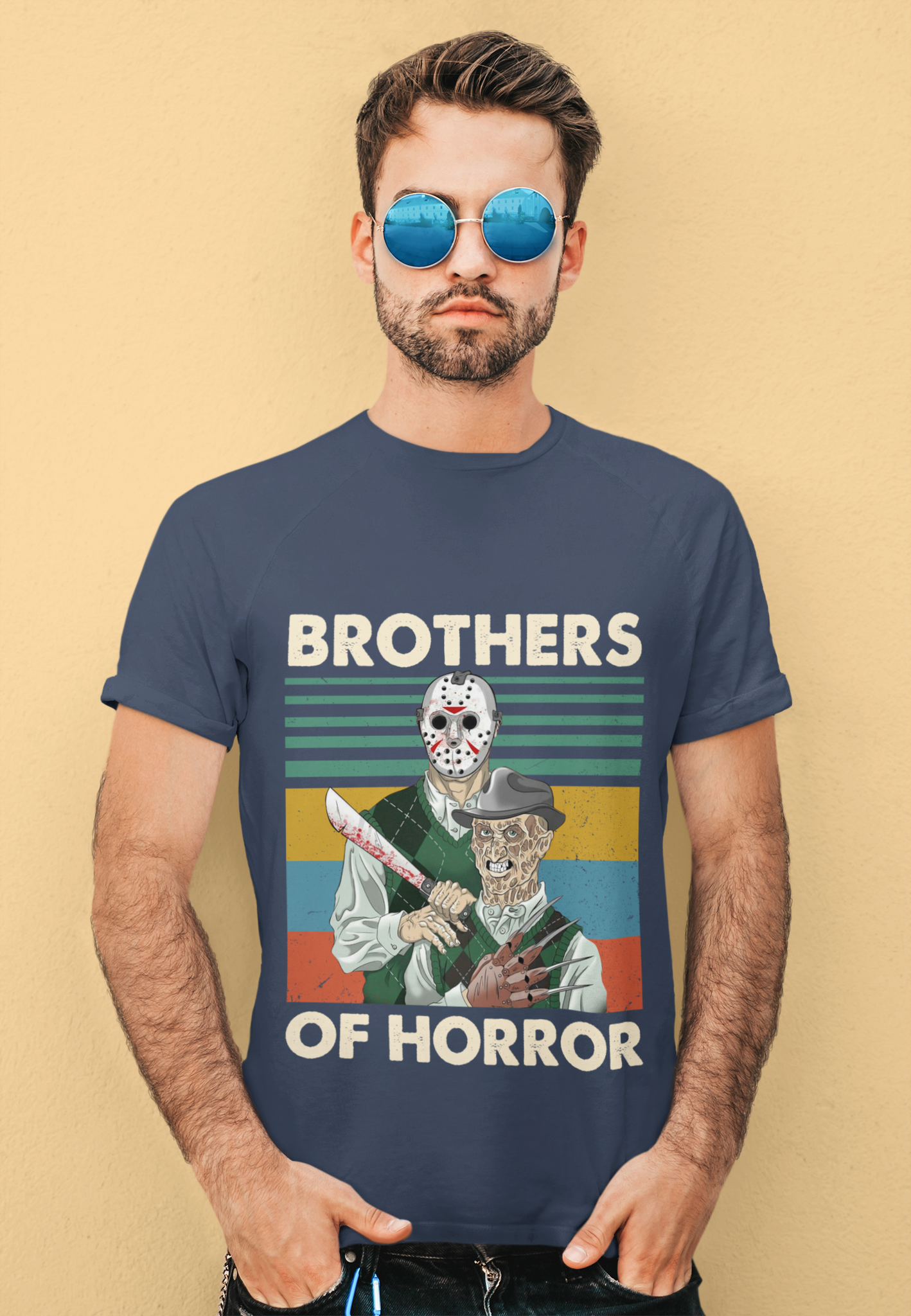 Horror Movie Characters Vintage T Shirt, Jason Voorhees Freddy Krueger Tshirt, Brothers Of Horror Shirt, Halloween Gifts