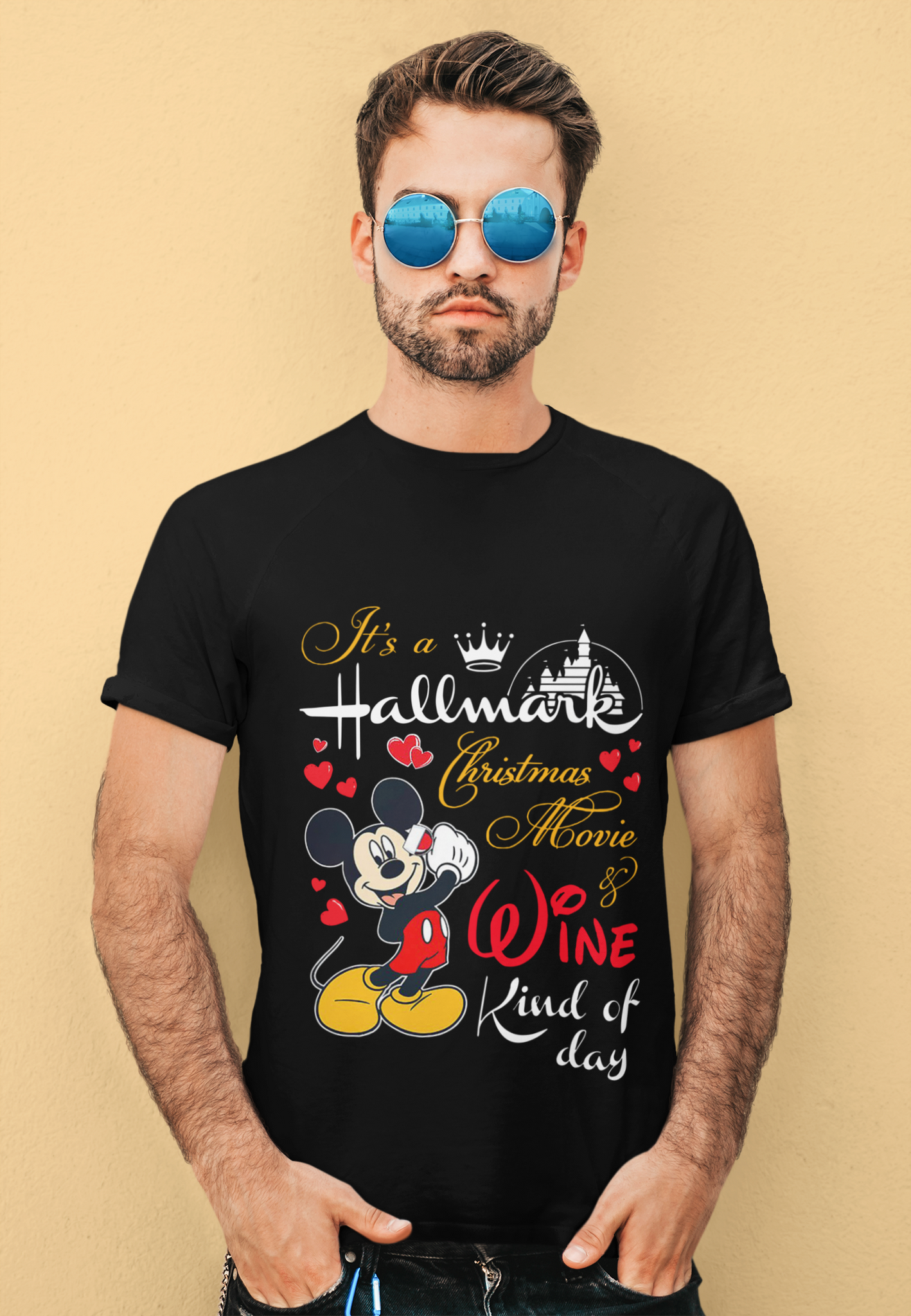Hallmark Christmas T Shirt, Mickey Mouse T Shirt, Its A Hallmark Christmas Movie And Wine Kind Of Day Shirt, Christmas Gifts