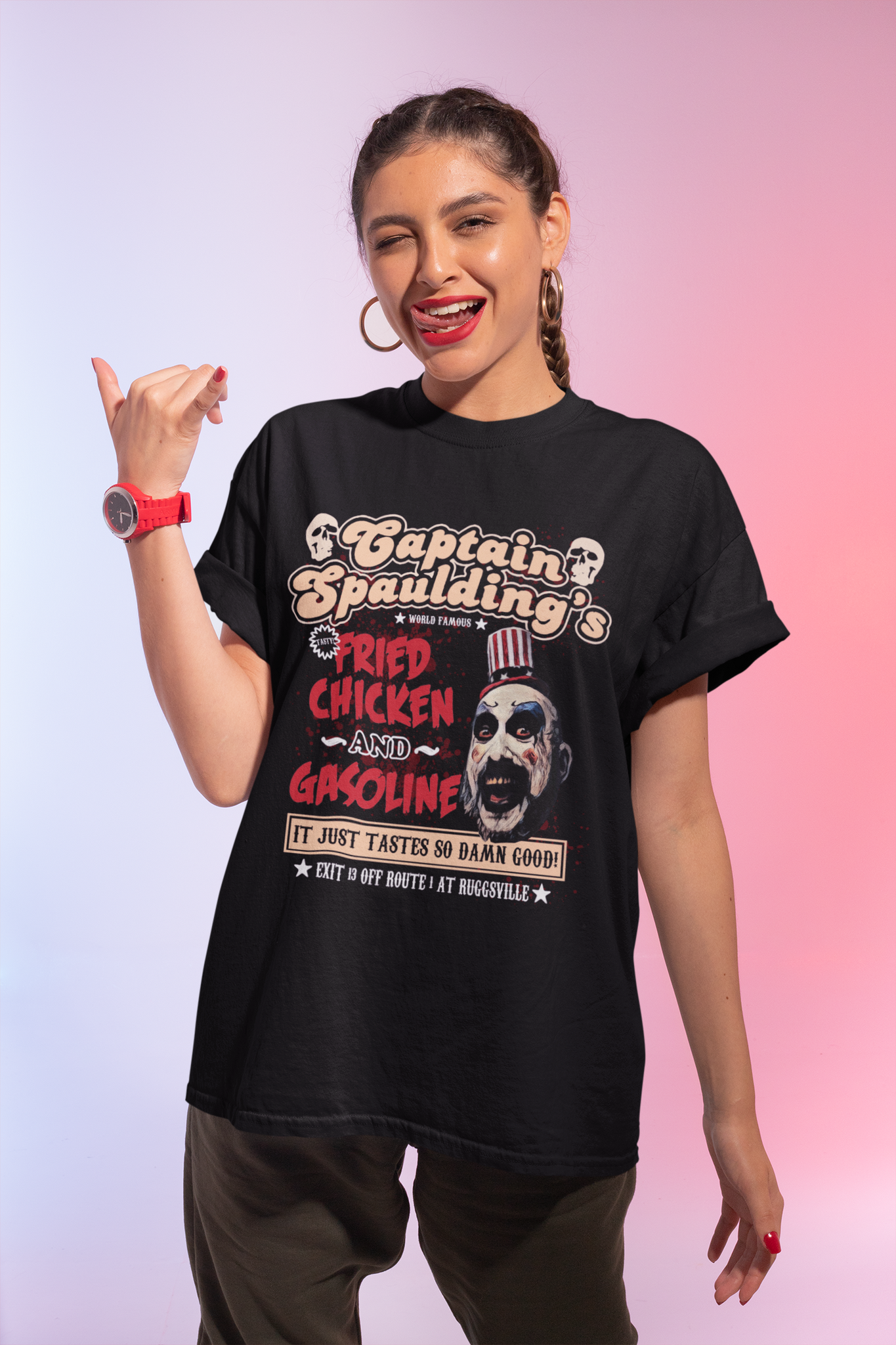 House Of 1000 Corpses T Shirt, Captain Spaulding Tshirt, Fried Chicken And Gasoline Shirt, Halloween Gifts