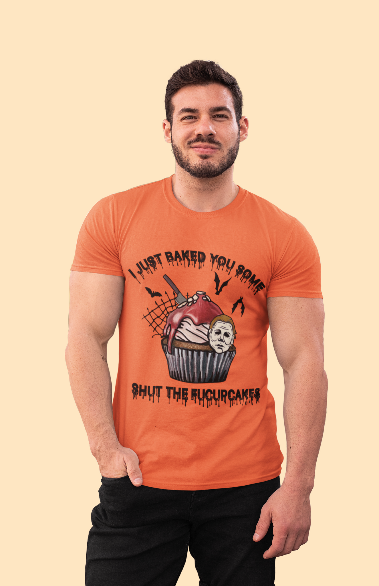 Halloween T Shirt, I Just Baked You Some Shut The Fucupcakes Tshirt, Michael Myers Cupcake T Shirt, Halloween Gifts