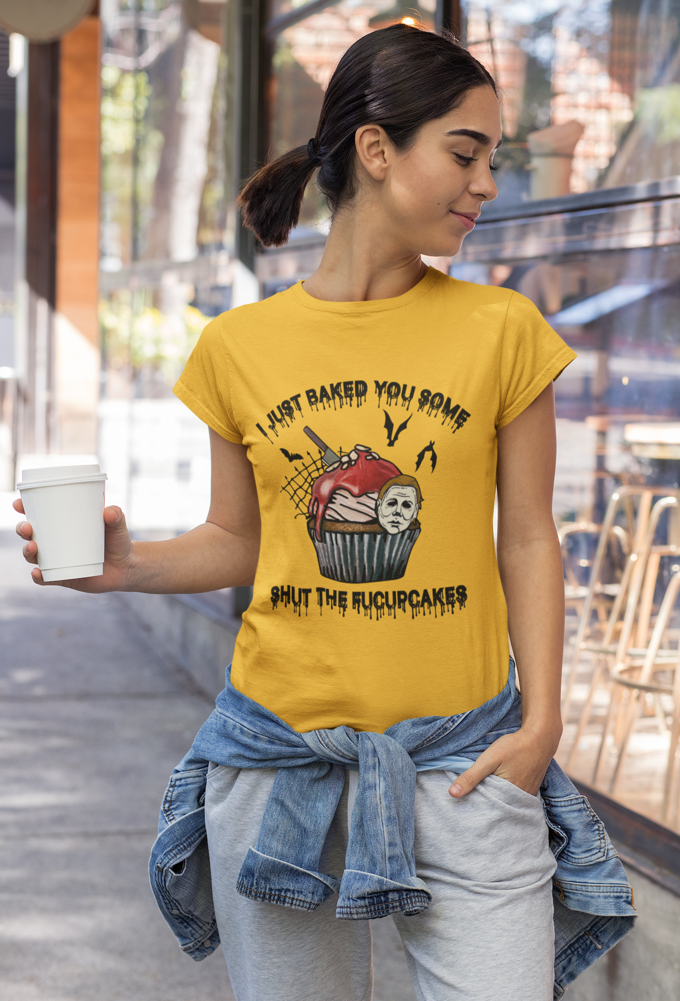 Halloween T Shirt, I Just Baked You Some Shut The Fucupcakes Tshirt, Michael Myers Cupcake T Shirt, Halloween Gifts