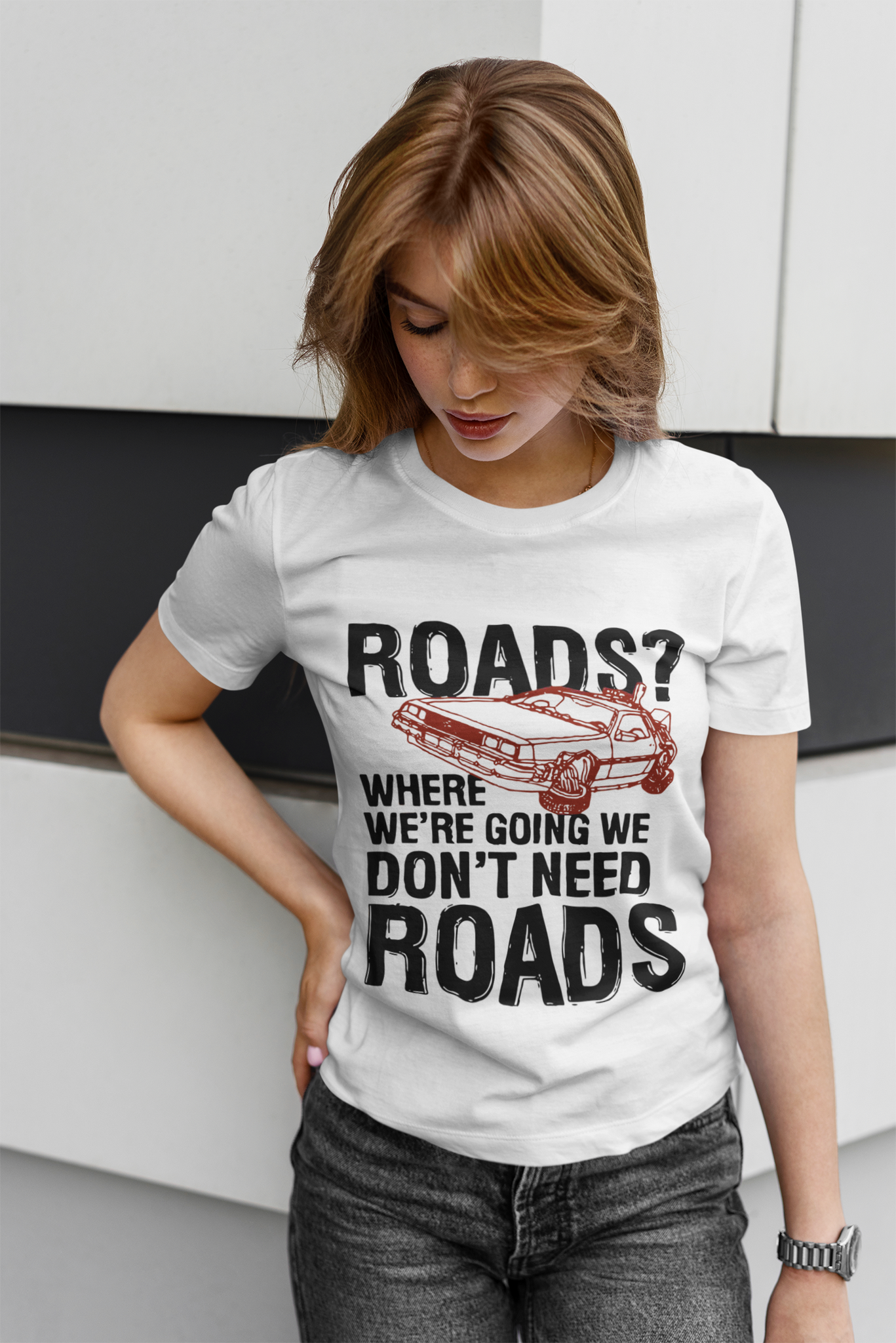 Back To The Future T Shirt, Roads Where We Going We Dont Need Roads Tshirt, Delorean Time Machine T Shirt