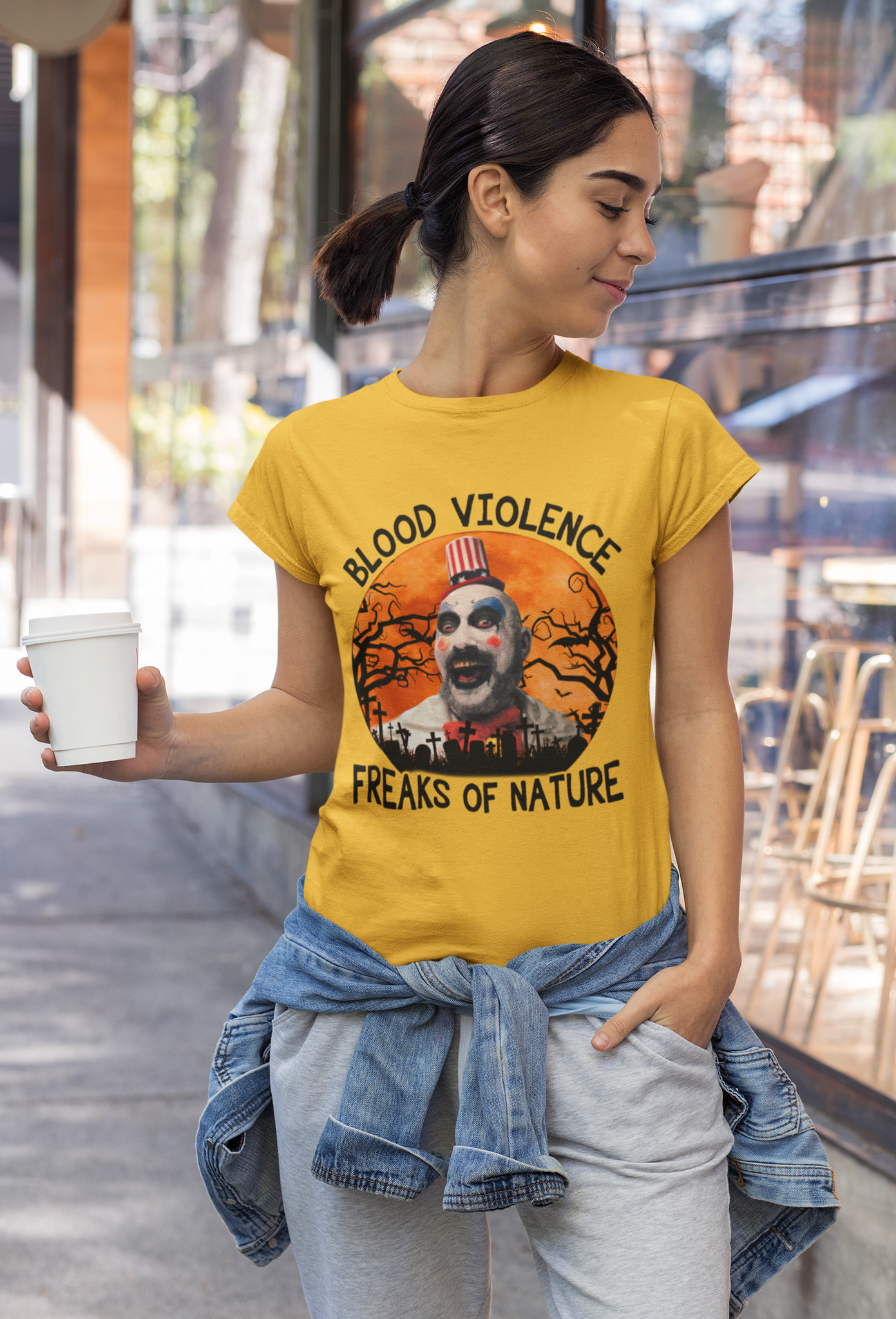 House Of 1000 Corpses T Shirt, Blood Violence Freaks Of Nature Tshirt, Captain Spaulding T Shirt, Halloween Gifts