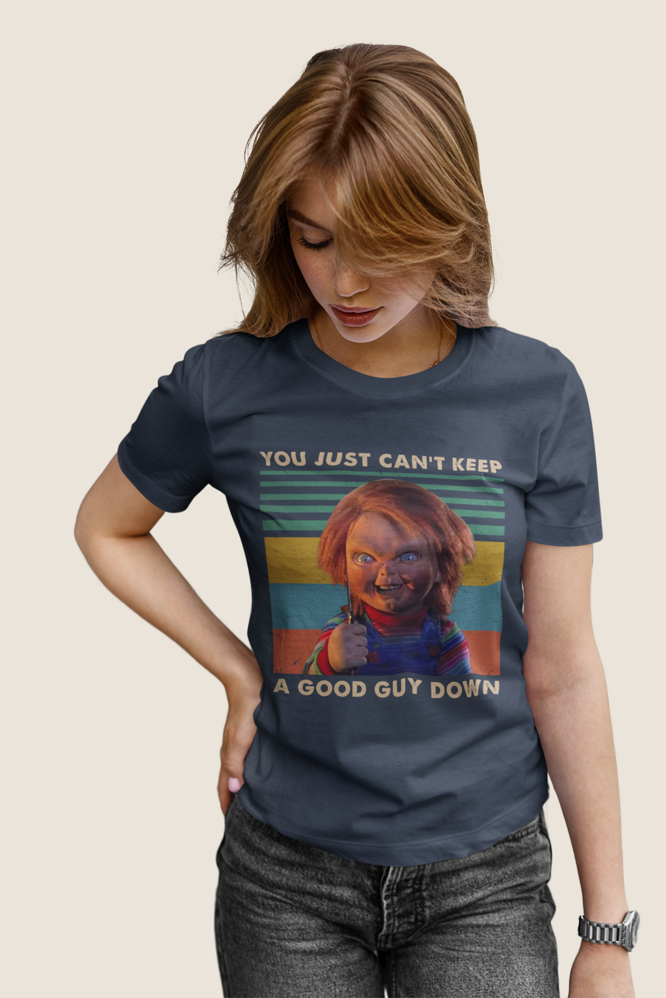 Chucky Vintage T Shirt, Horror Character Shirt, You Just Cant Keep A Good Guy Down Tshirt, Halloween Gifts